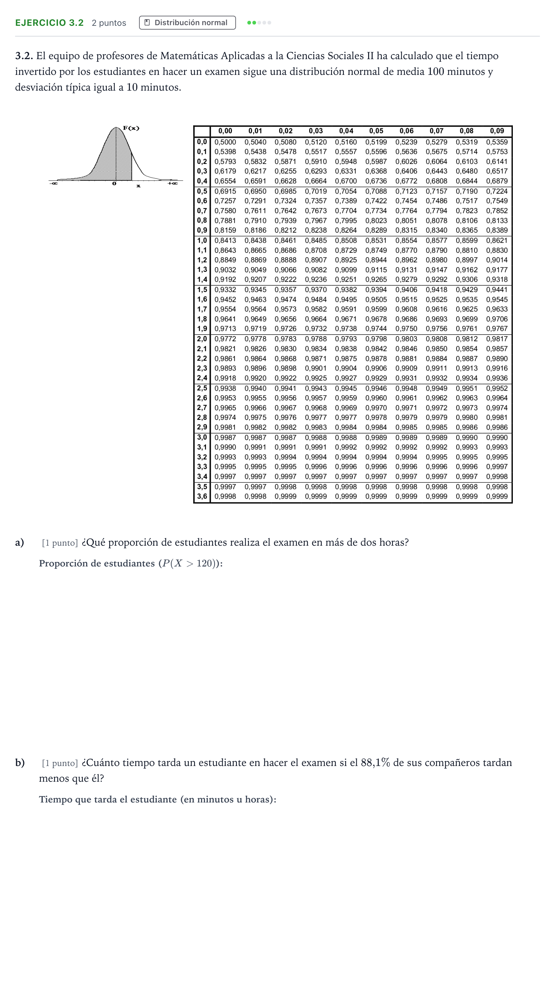 Enunciado: Ejercicio 3.2 · Matemáticas aplicadas a las Ciencias Sociales II PAU Castilla y León Extraordinaria 2026