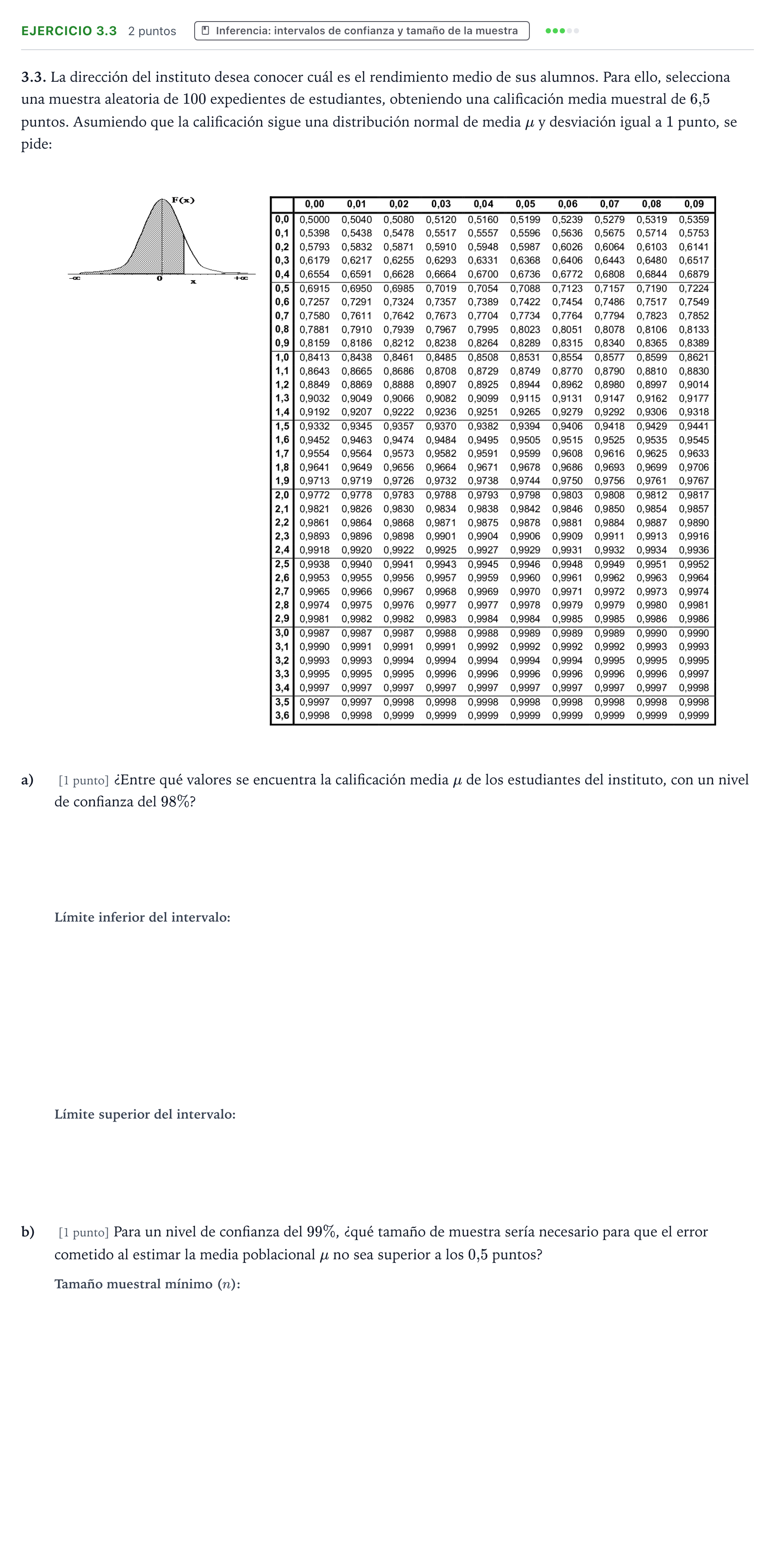 Enunciado: Ejercicio 3.3 · Matemáticas aplicadas a las Ciencias Sociales II PAU Castilla y León Extraordinaria 2026