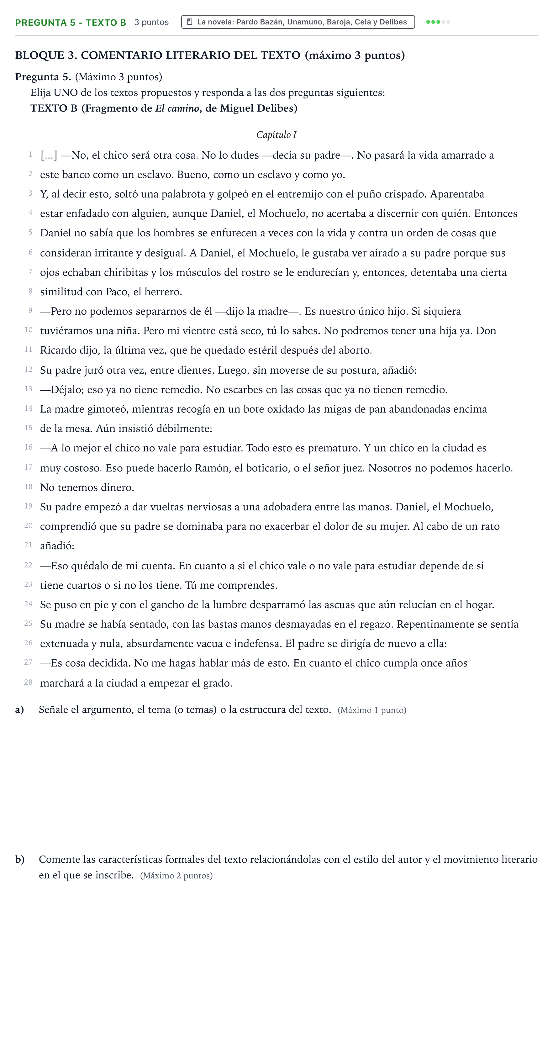 Enunciado: Pregunta 5 - Texto B · Lengua Castellana y Literatura II PAU Castilla y León Ordinaria 2026