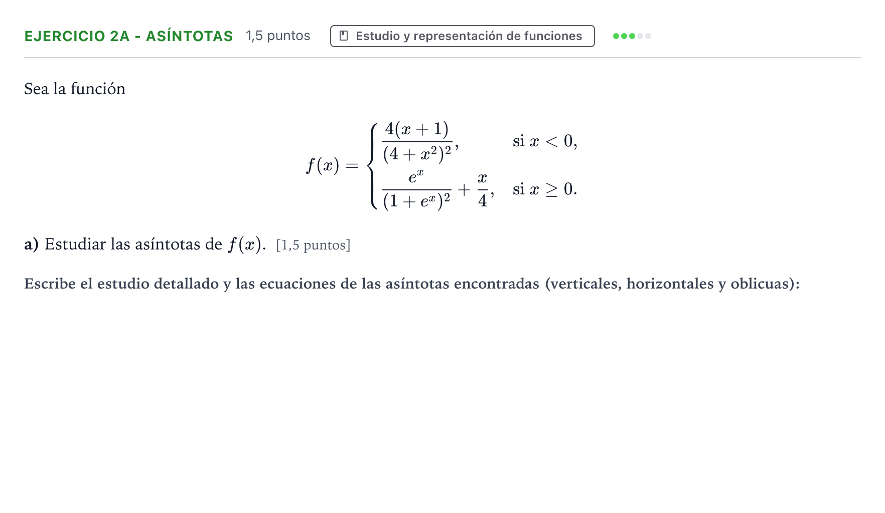 Enunciado: Ejercicio 2A - Asíntotas · Matemáticas II PAU Castilla y León Extraordinaria 2026