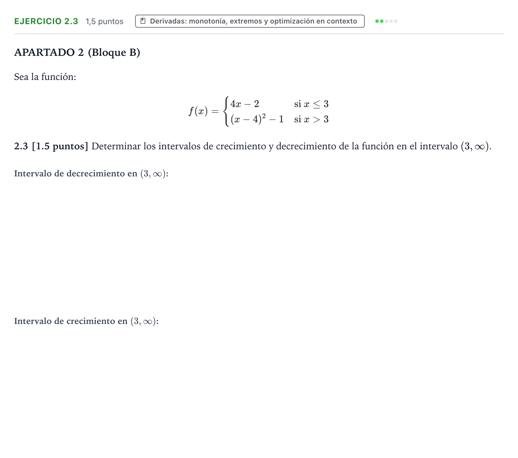 Enunciado: Ejercicio 2.3 · Matemáticas aplicadas a las Ciencias Sociales II PAU Castilla y León Ordinaria 2026