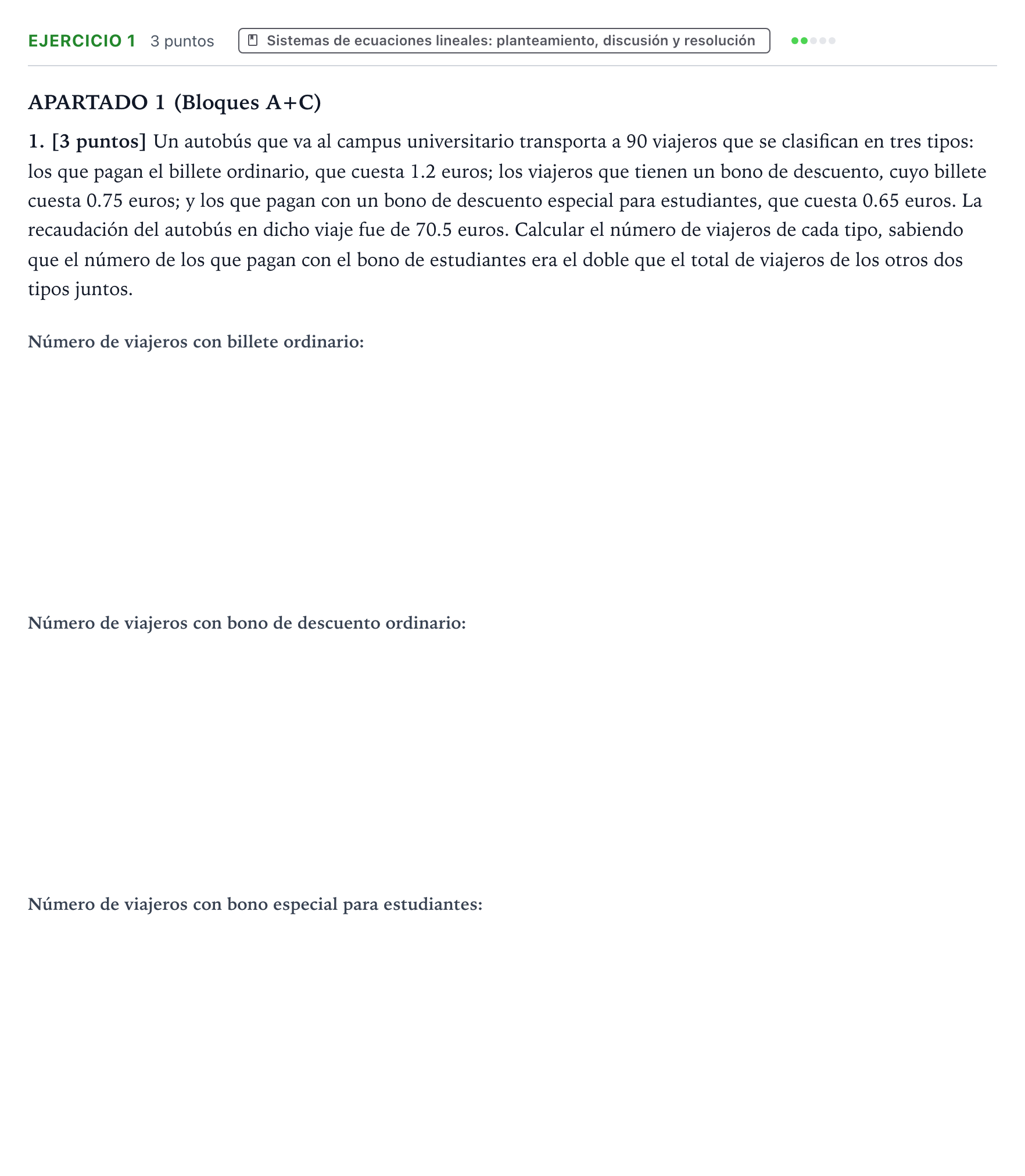 Enunciado: Problema 1 · Matemáticas aplicadas a las Ciencias Sociales II PAU Castilla y León Ordinaria 2026