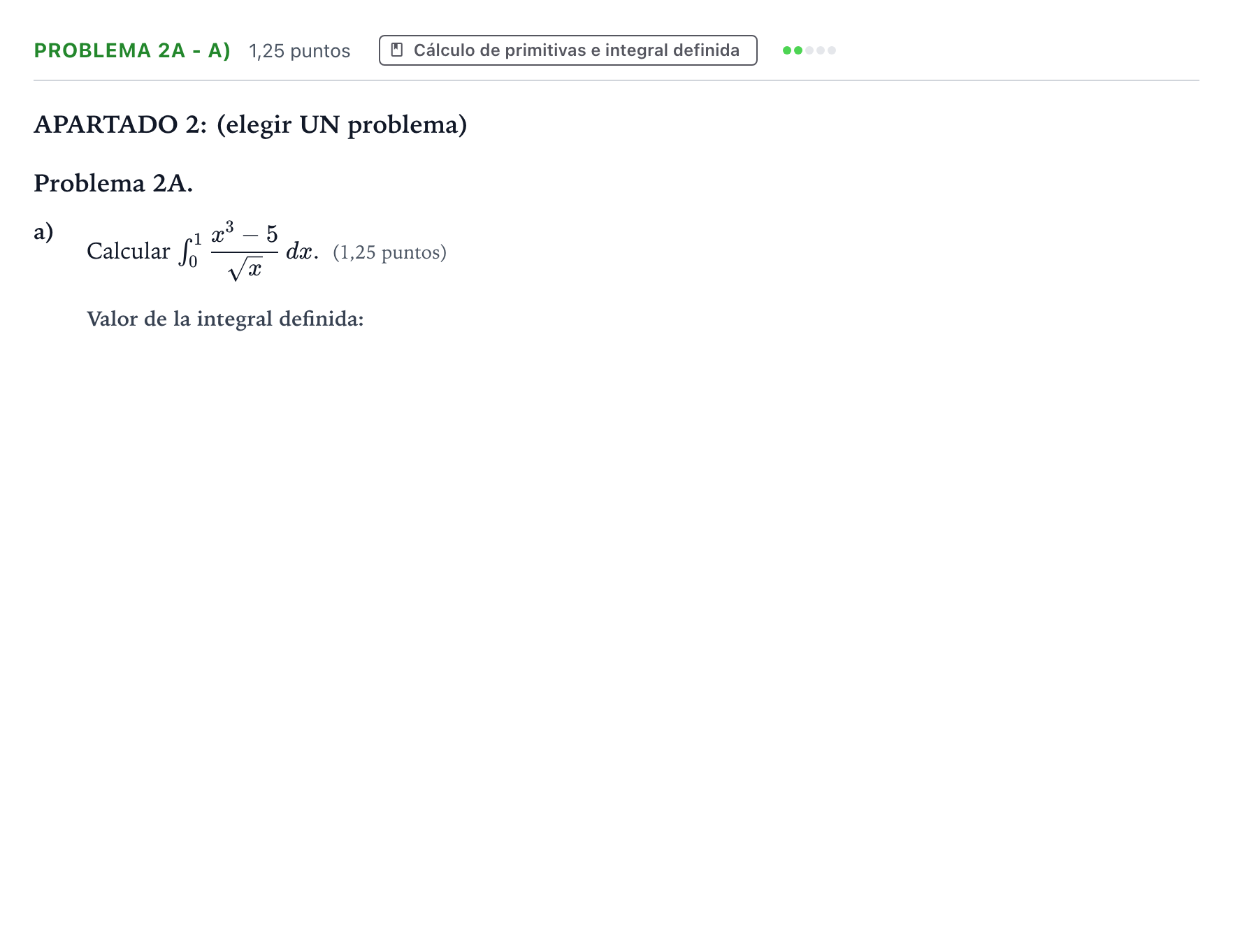 Enunciado: Problema 2A - a) · Matemáticas II PAU Castilla y León Ordinaria 2026