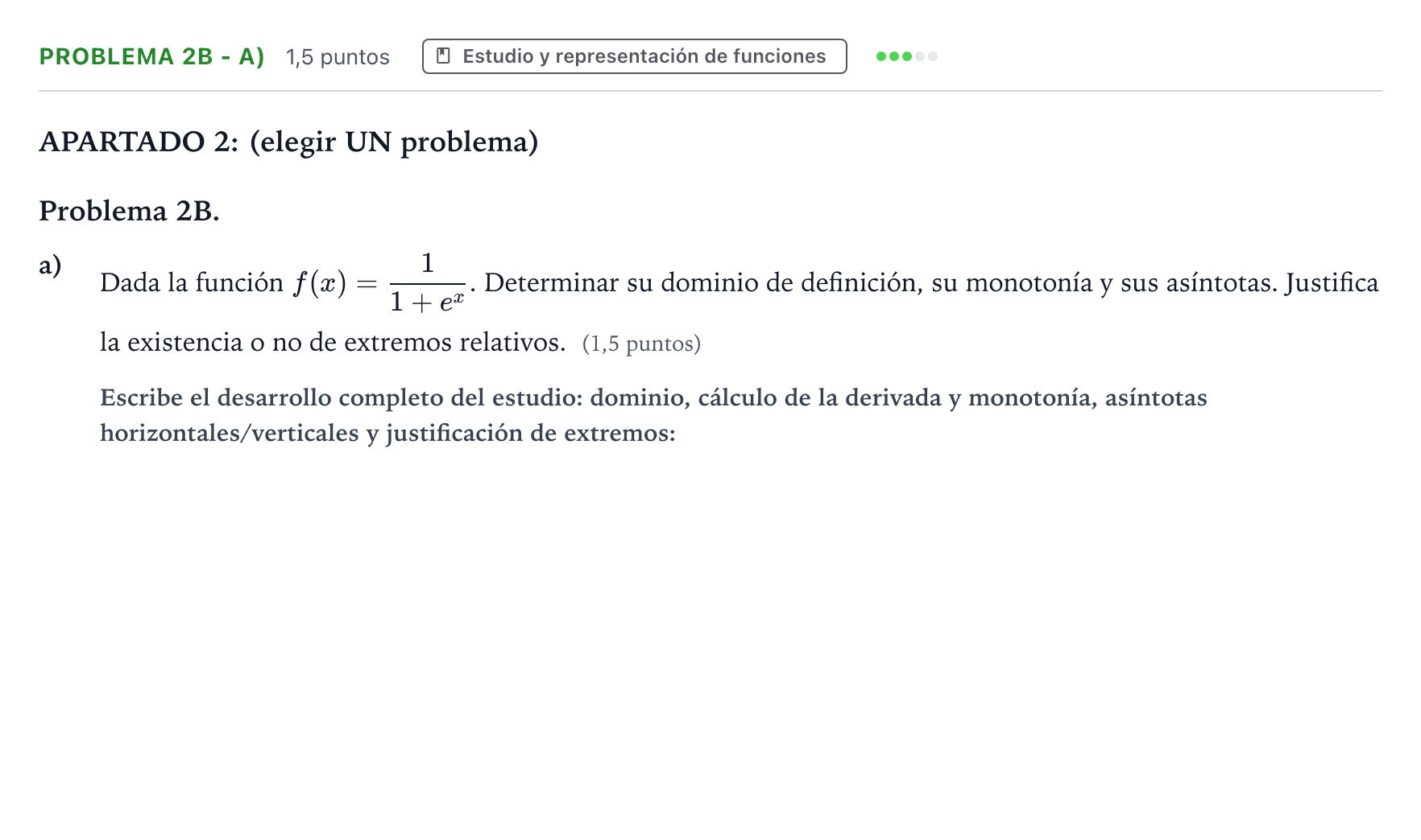 Enunciado: Problema 2B - a) · Matemáticas II PAU Castilla y León Ordinaria 2026