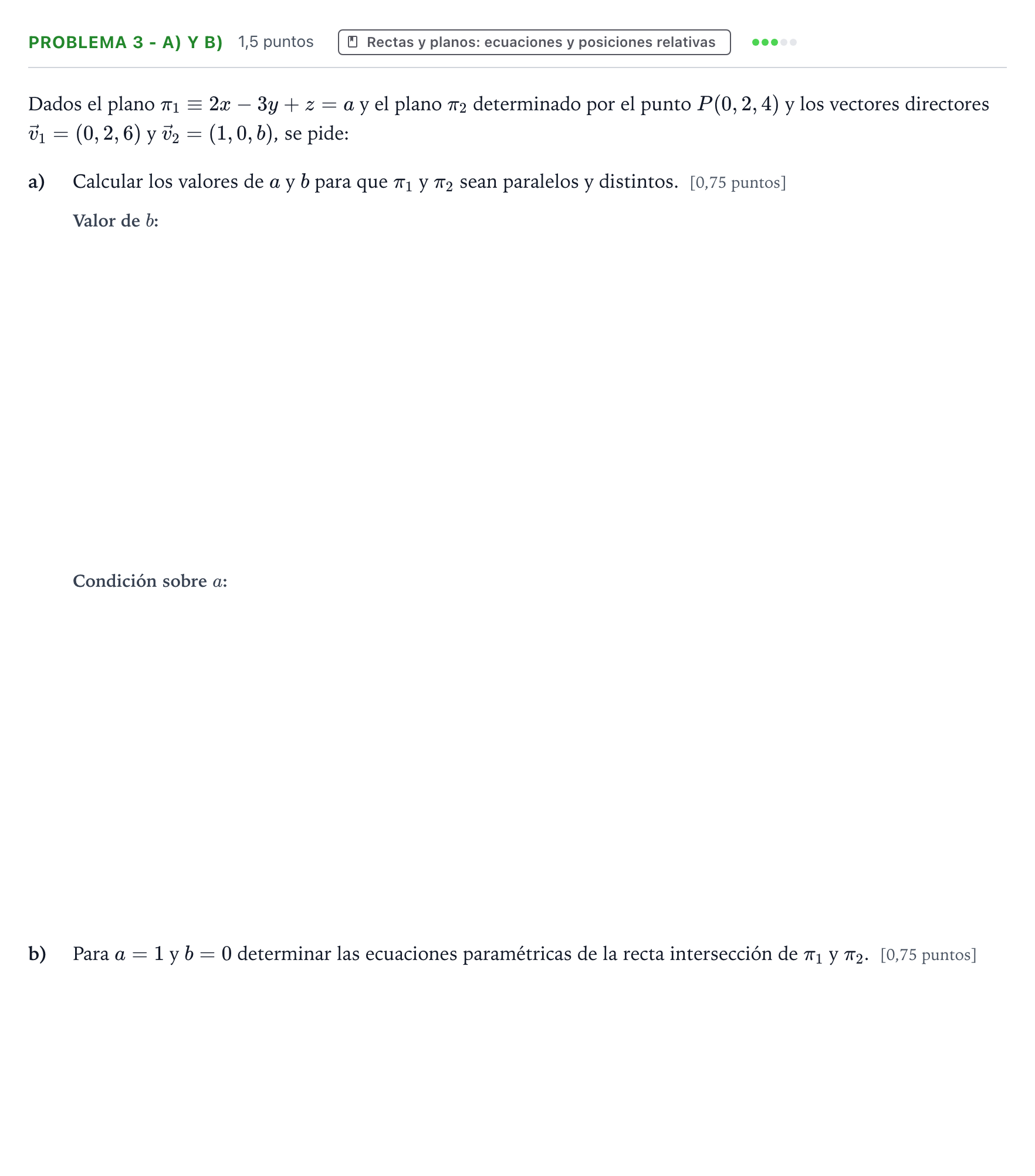 Enunciado: Problema 3 - a) y b) · Matemáticas II PAU Castilla y León Ordinaria 2026