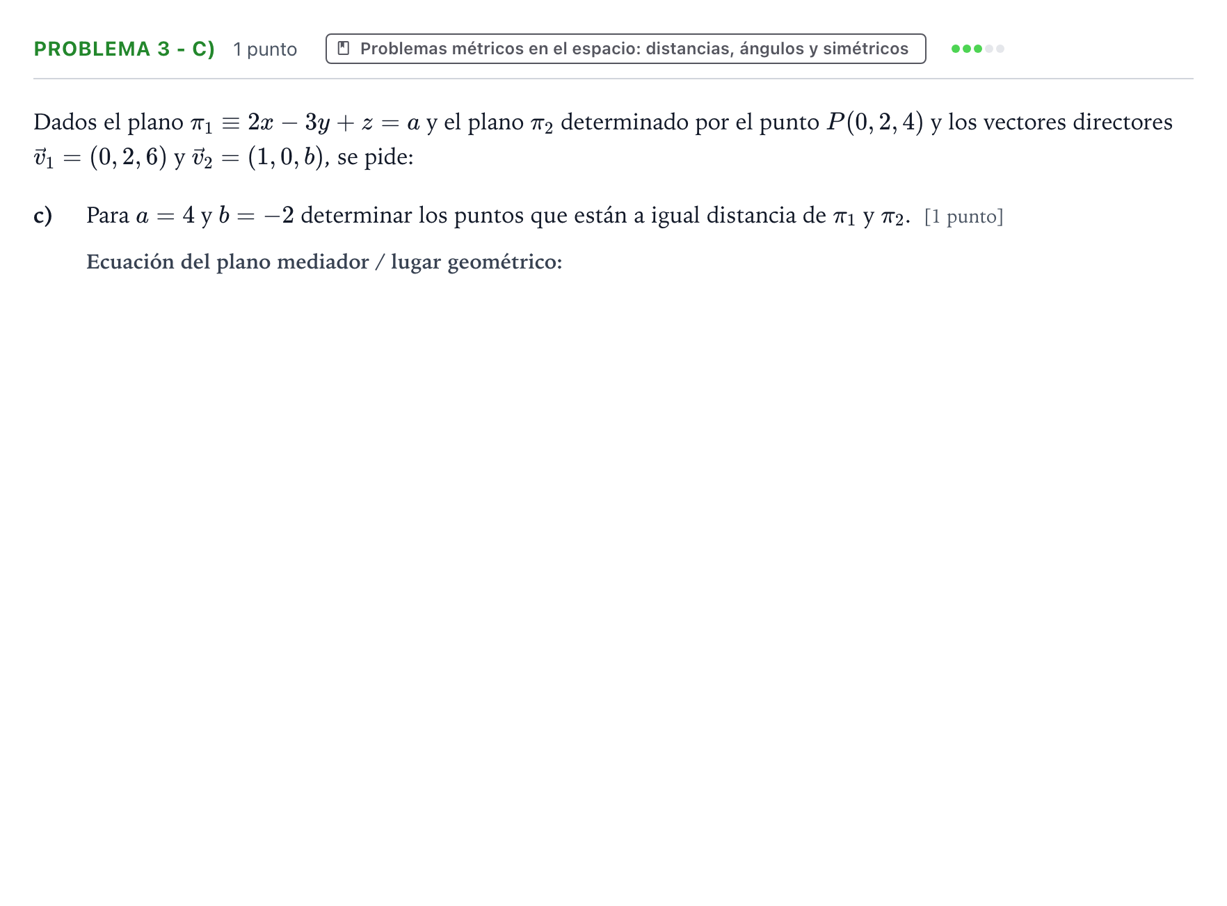 Enunciado: Problema 3 - c) · Matemáticas II PAU Castilla y León Ordinaria 2026