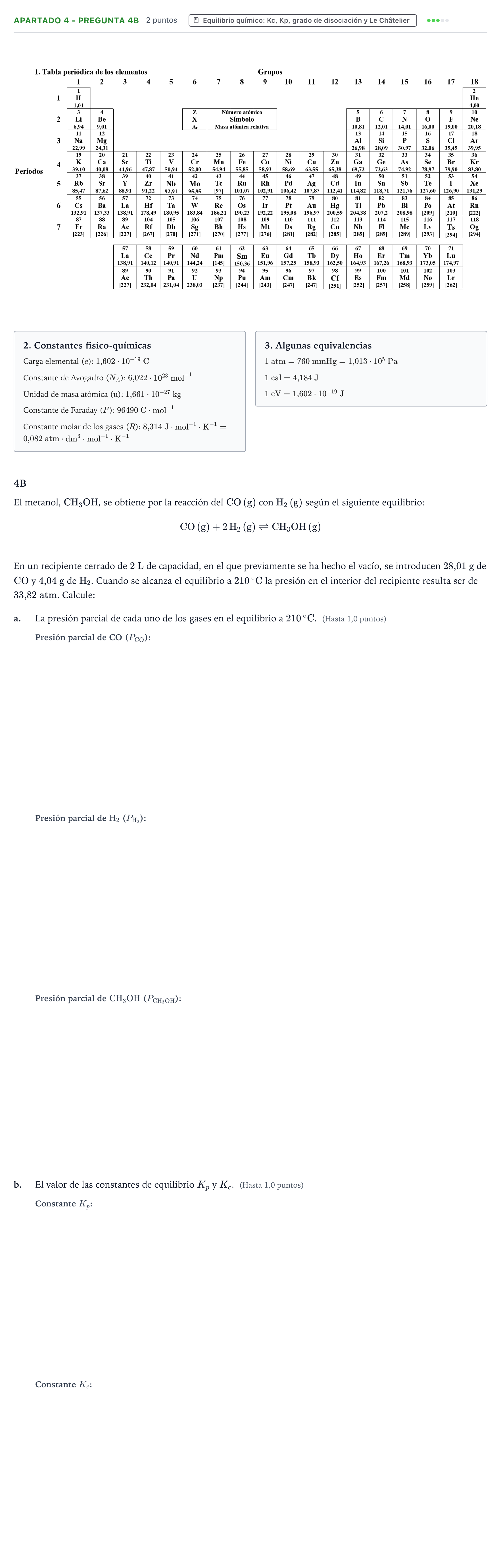 Enunciado: Apartado 4 - Pregunta 4B · Química PAU Castilla y León Extraordinaria 2026