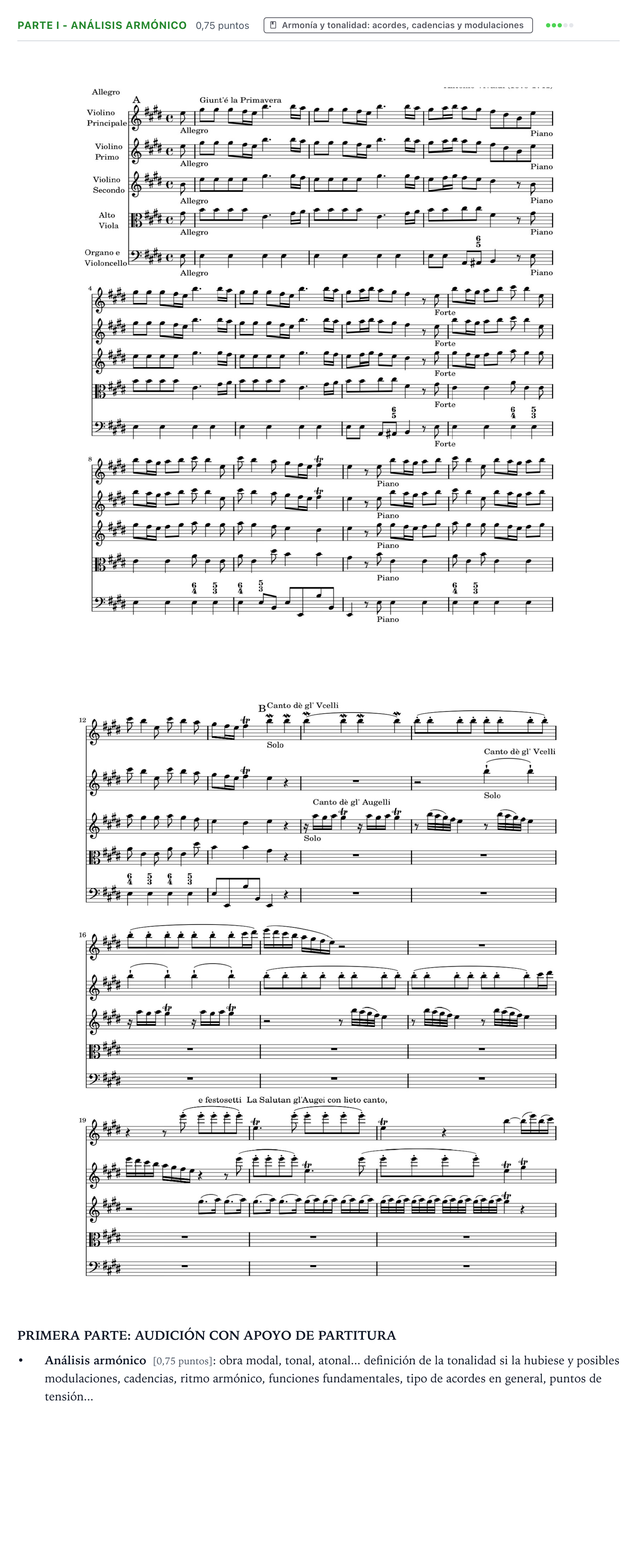 Enunciado: Ejercicio Parte I - Análisis armónico · Análisis Musical II PAU Castilla y León Extraordinaria 2026
