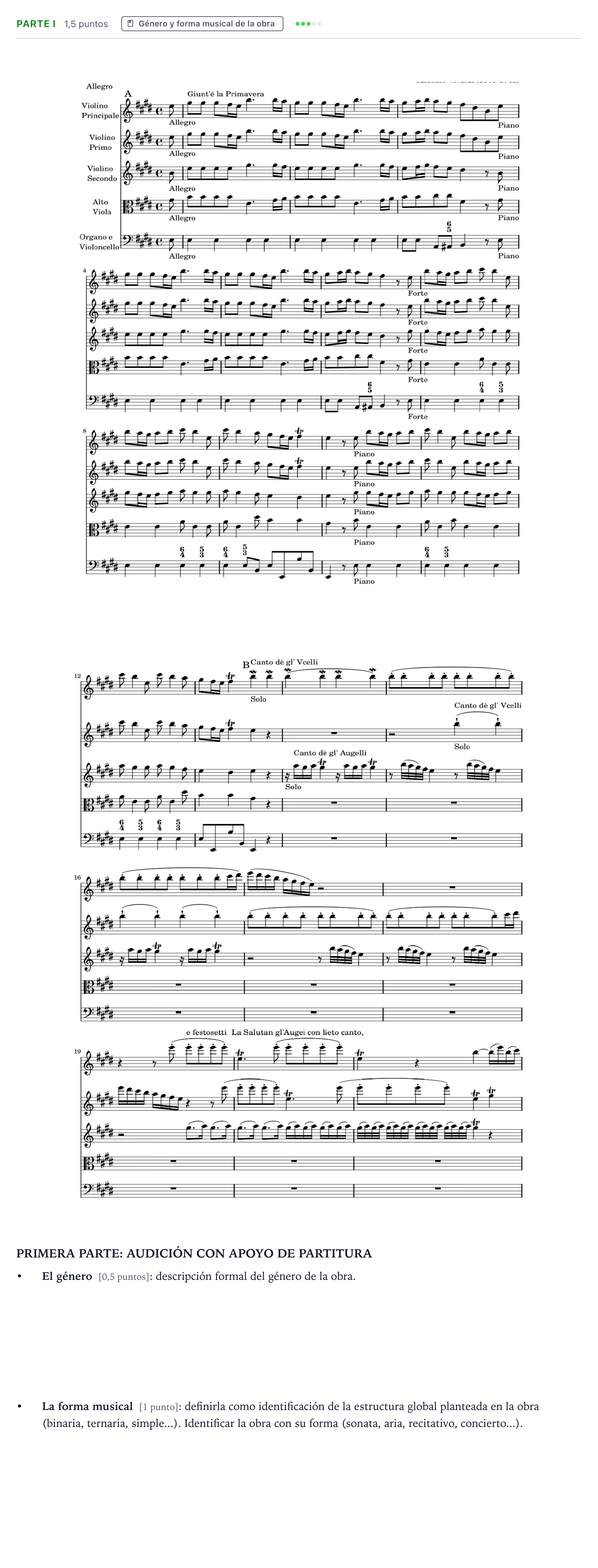 Enunciado: Ejercicio Parte I - Género y forma musical · Análisis Musical II PAU Castilla y León Extraordinaria 2026