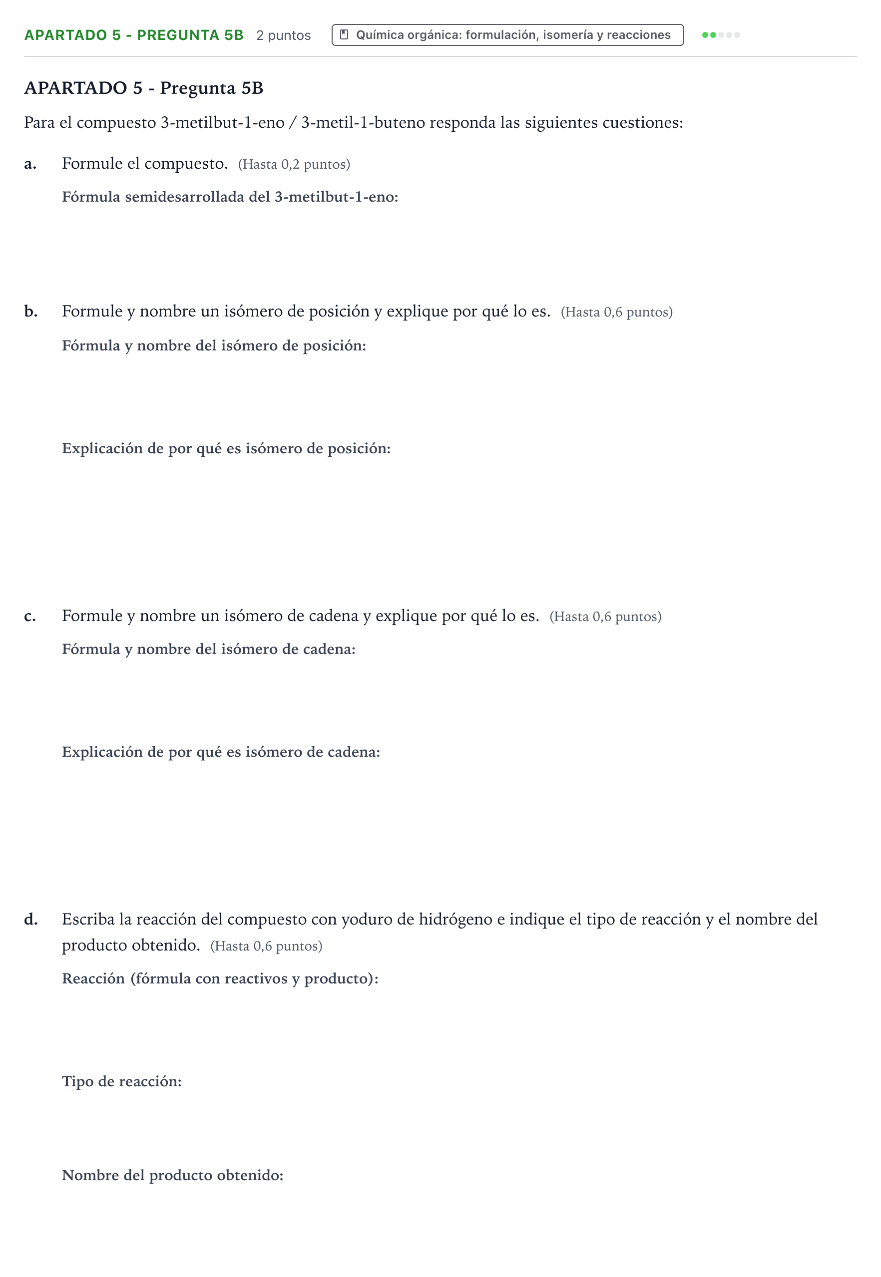 Enunciado: Apartado 5 - Pregunta 5B · Química PAU Castilla y León Ordinaria 2026