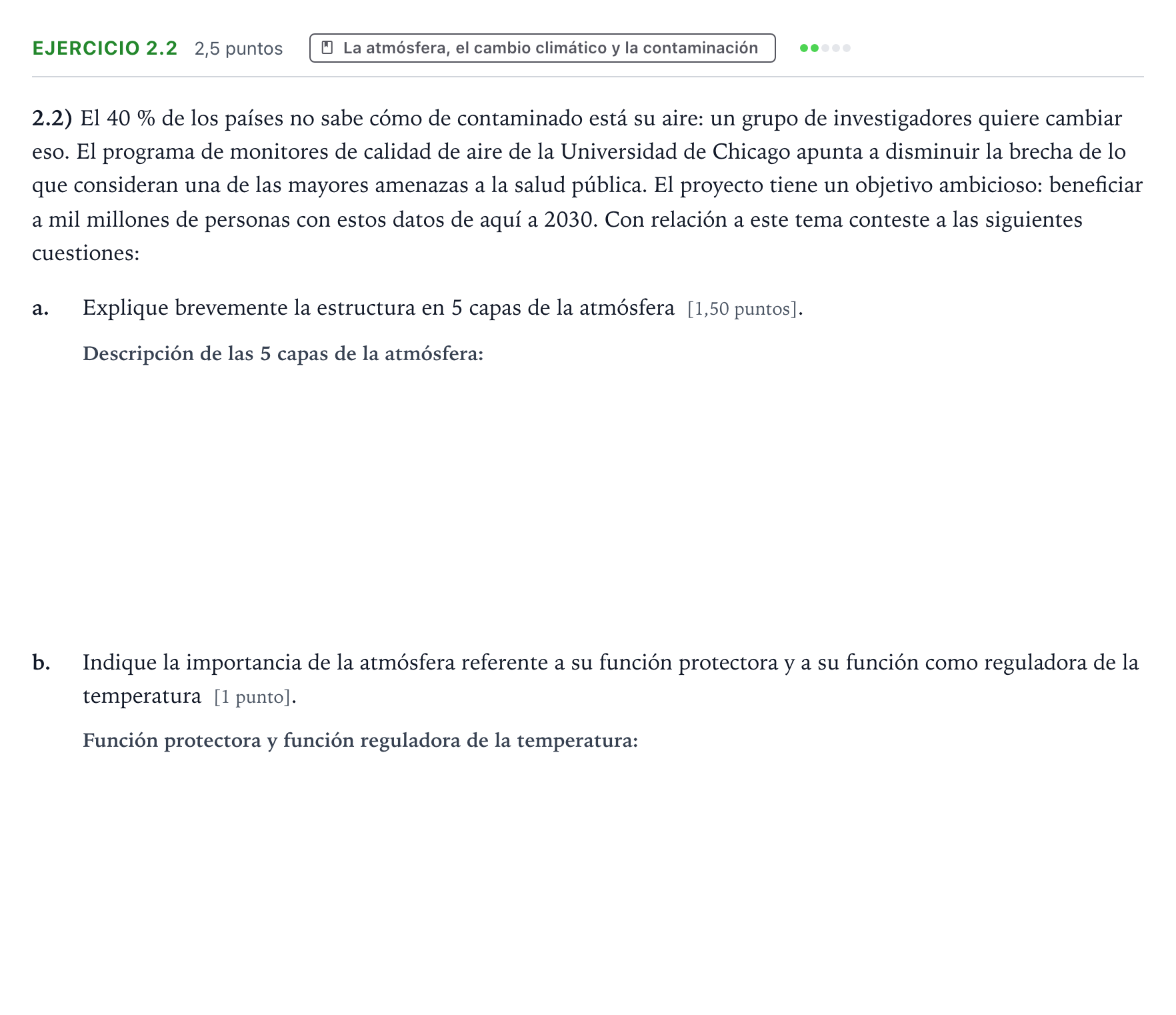 Enunciado: Ejercicio 2.2 · Ciencias Generales PAU Castilla y León Extraordinaria 2026