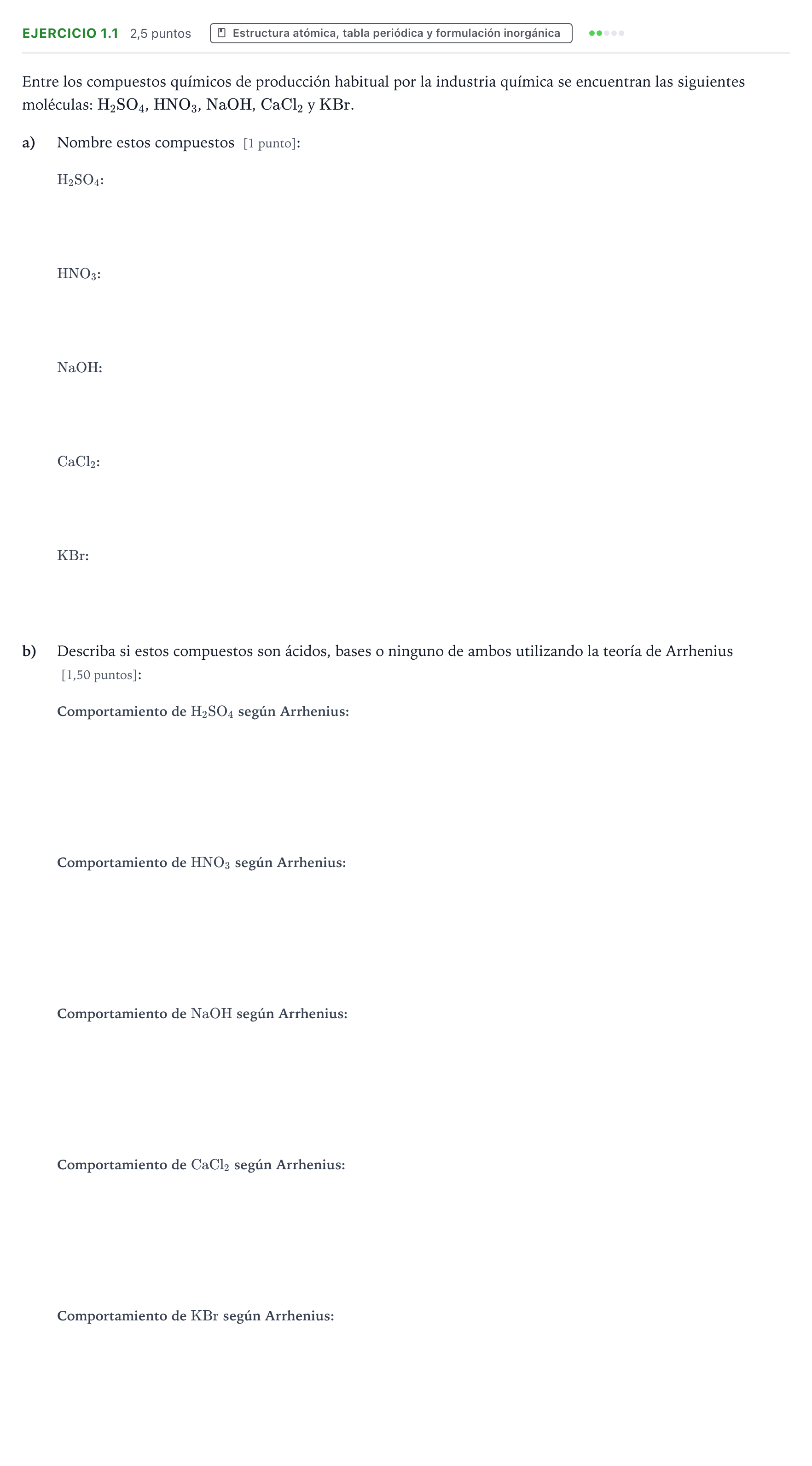 Enunciado: Ejercicio 1.1 · Ciencias Generales PAU Castilla y León Ordinaria 2026
