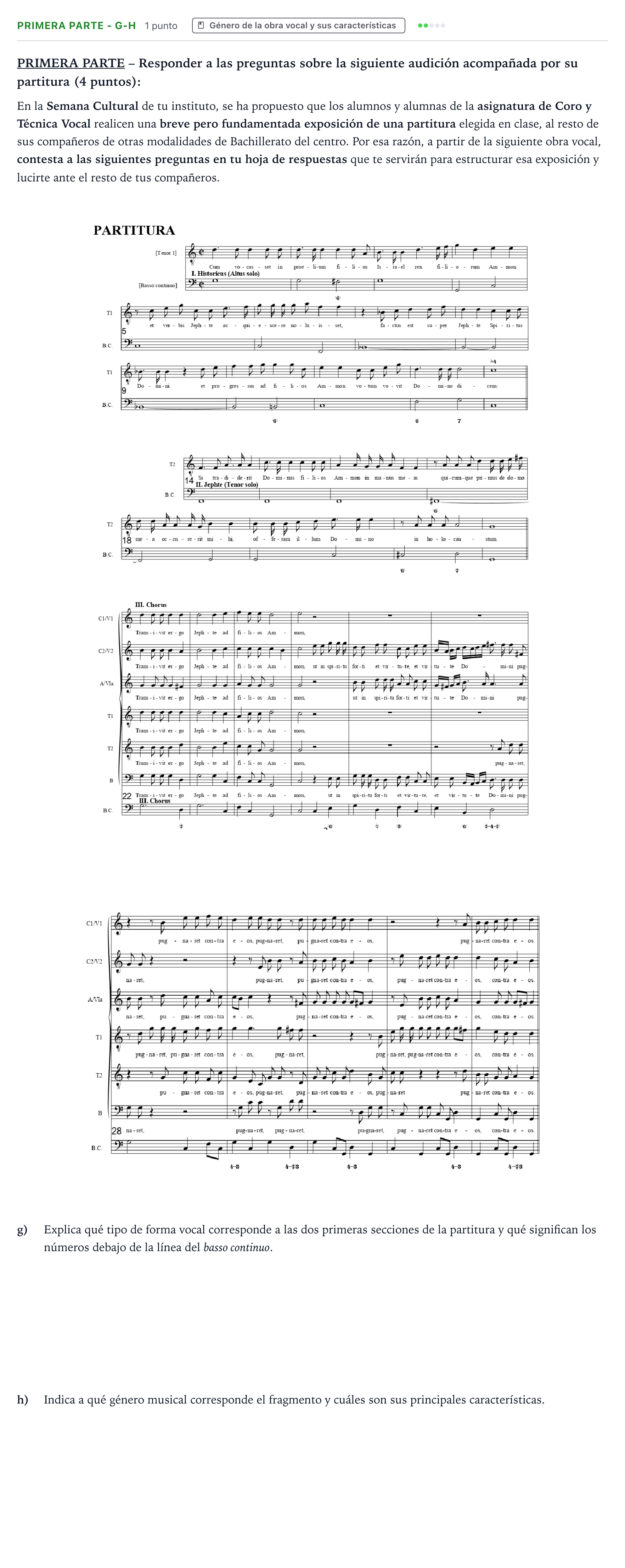 Enunciado: Ejercicio Primera parte - g-h · Coro y Técnica Vocal PAU Castilla y León Extraordinaria 2026