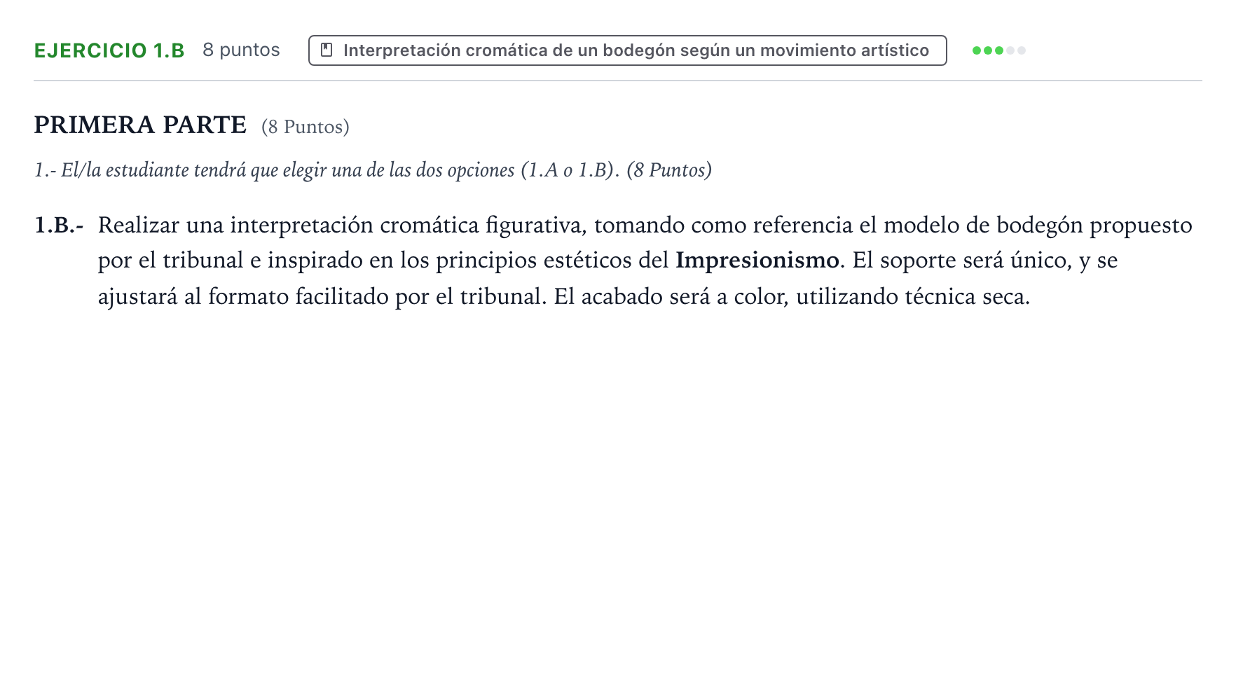 Enunciado: Ejercicio 1.B · Dibujo Artístico II PAU Castilla y León Ordinaria 2026