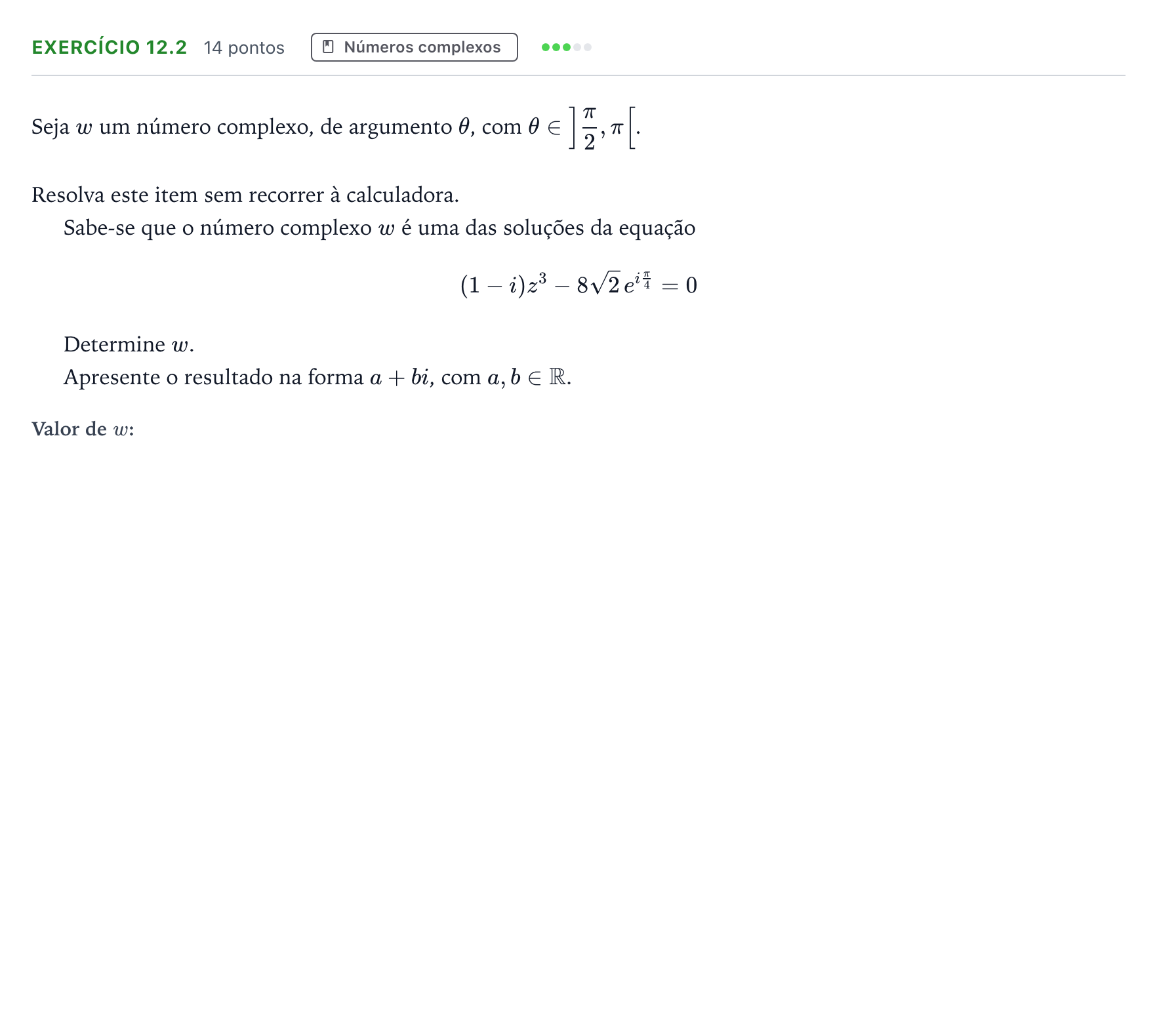 Enunciado: Exercício 12.2 · Exame Nacional Matemática A Época especial 2025