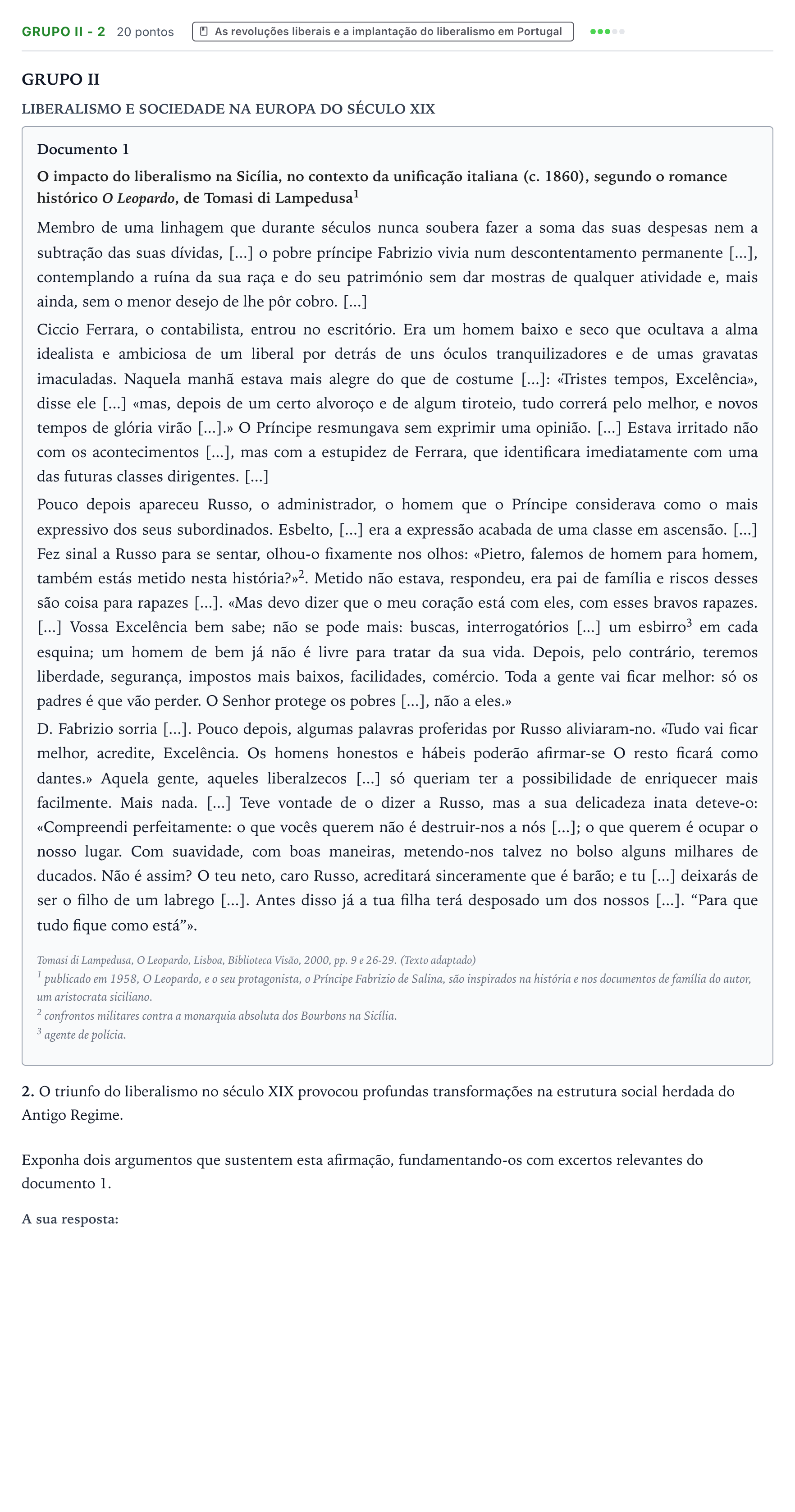 Enunciado: Grupo II - 2 · Exame Nacional História A Época especial 2025