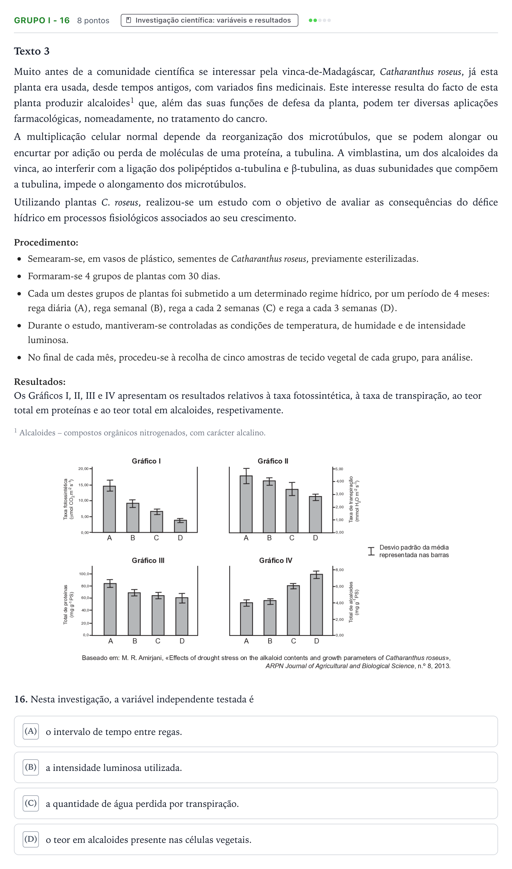 Enunciado: Grupo I - 16 · Exame Nacional Biologia e Geologia Época especial 2025
