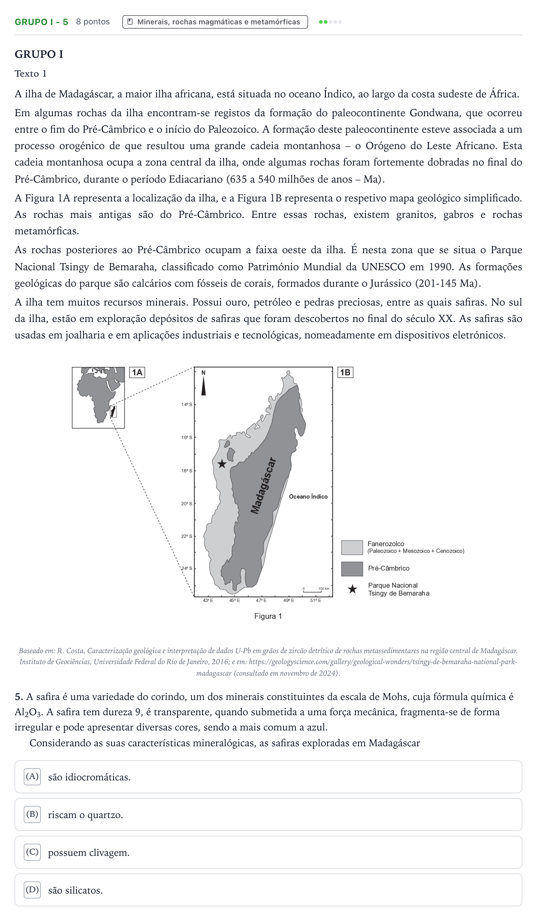 Enunciado: Grupo I - 5 · Exame Nacional Biologia e Geologia Época especial 2025