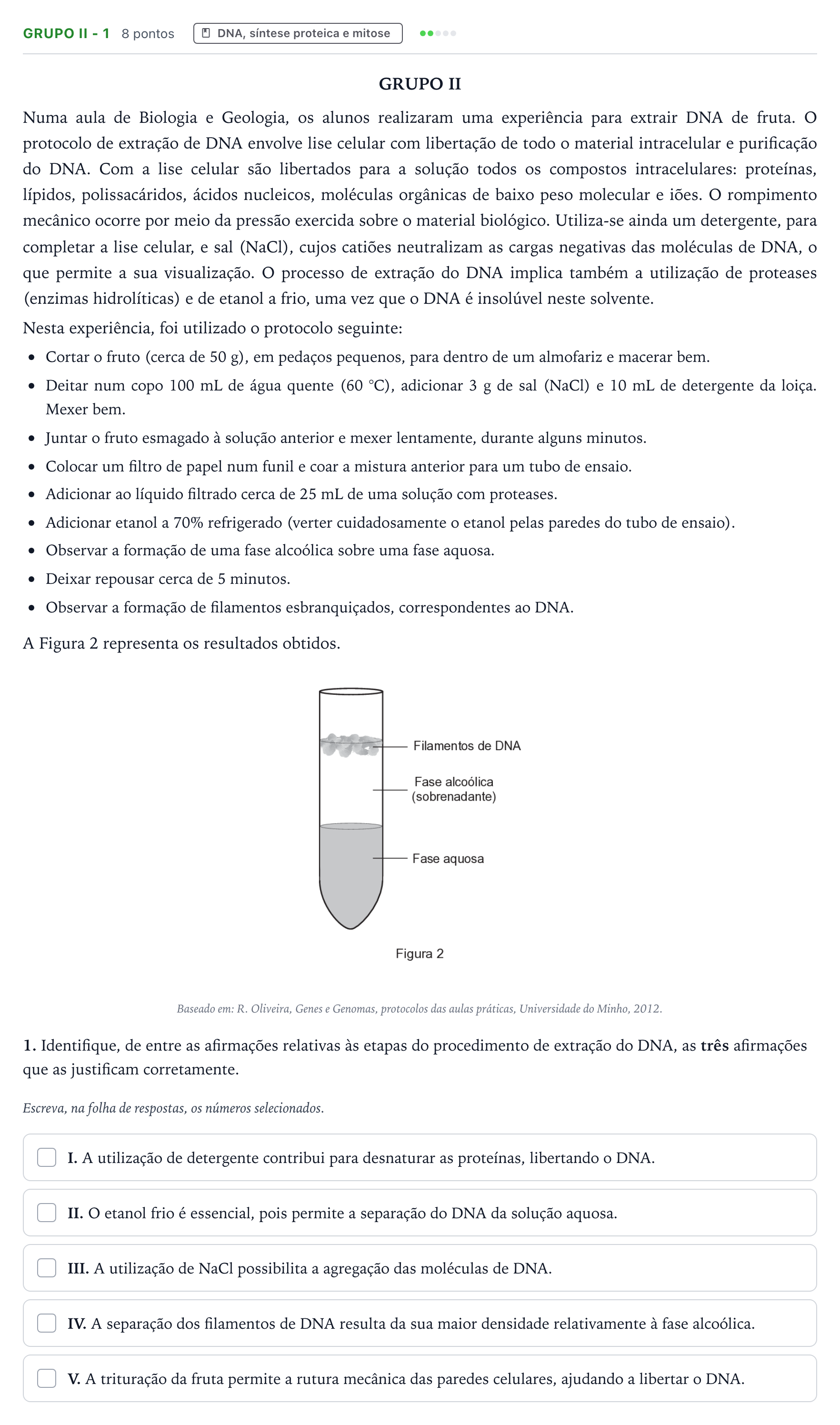 Enunciado: Grupo II - 1 · Exame Nacional Biologia e Geologia Época especial 2025