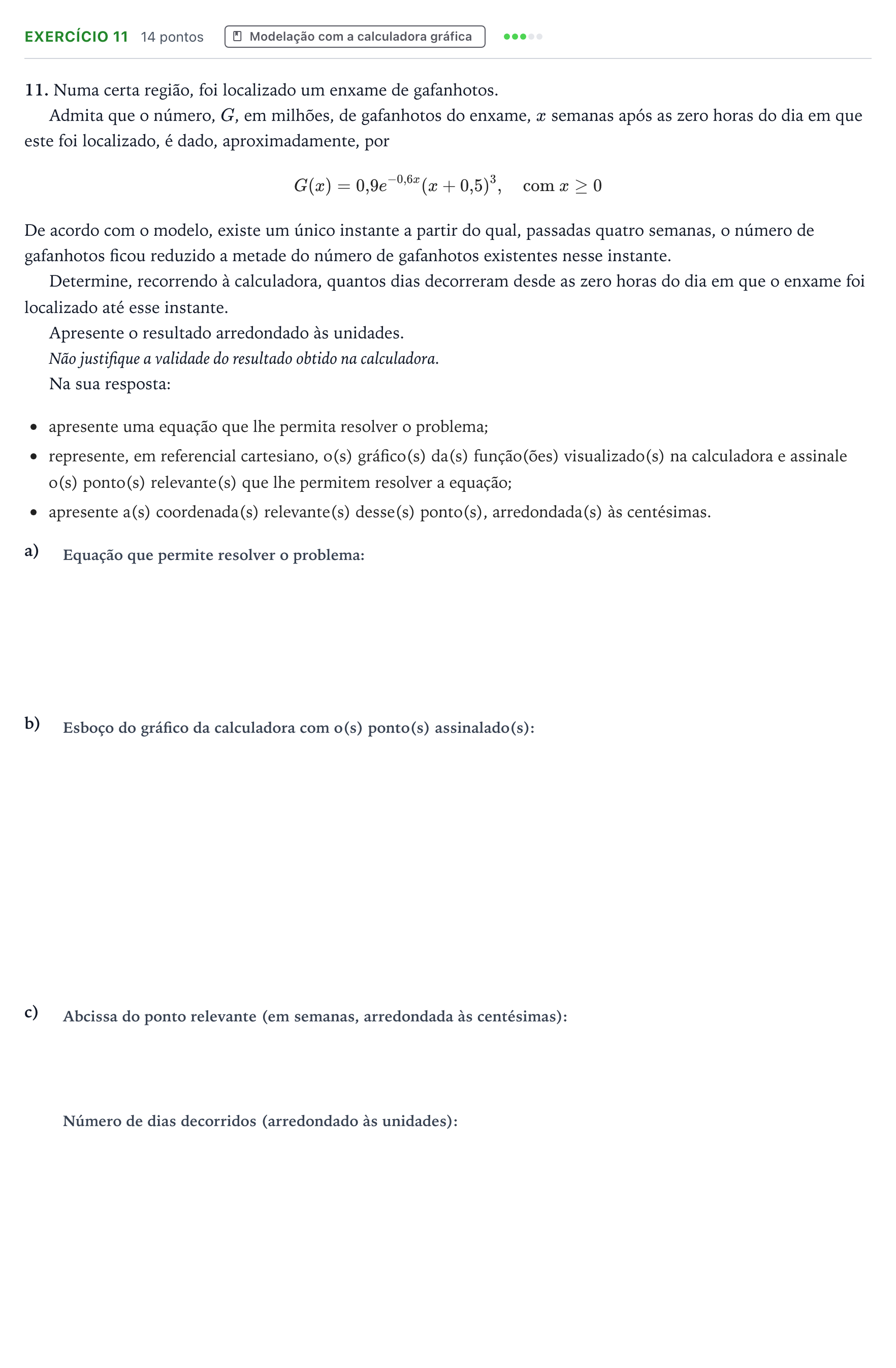 Enunciado: Exercício 11 · Exame Nacional Matemática A 1.ª fase 2025