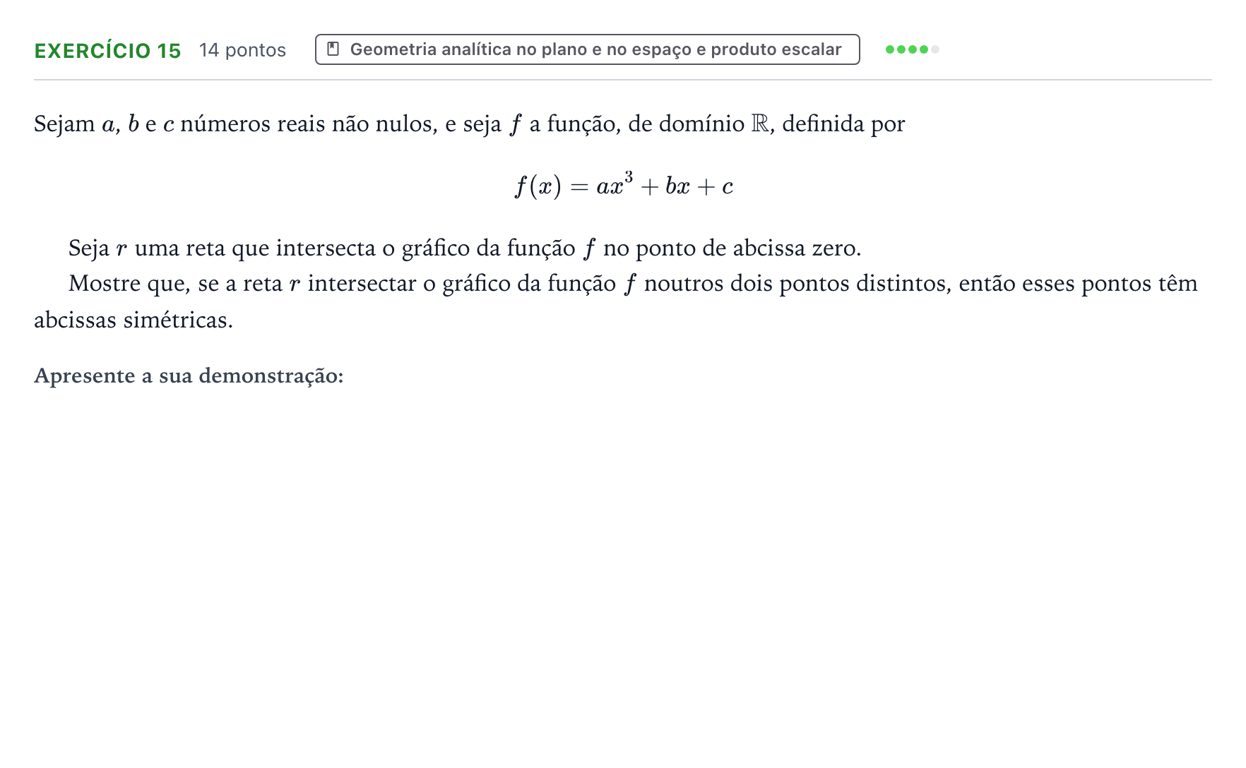Enunciado: Exercício 15 · Exame Nacional Matemática A 1.ª fase 2025
