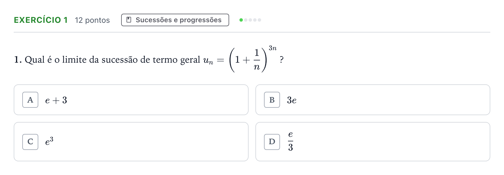 Enunciado: Exercício 1 · Exame Nacional Matemática A 1.ª fase 2025