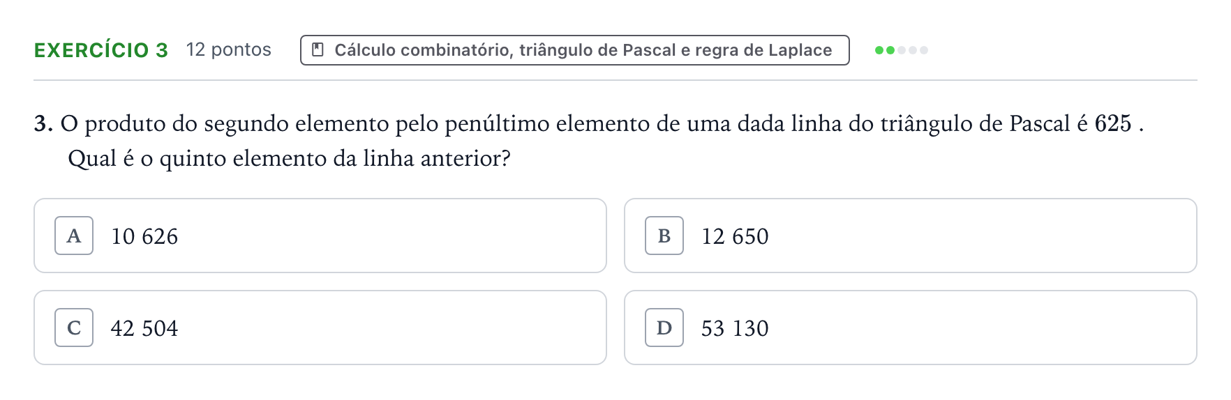 Enunciado: Exercício 3 · Exame Nacional Matemática A 1.ª fase 2025
