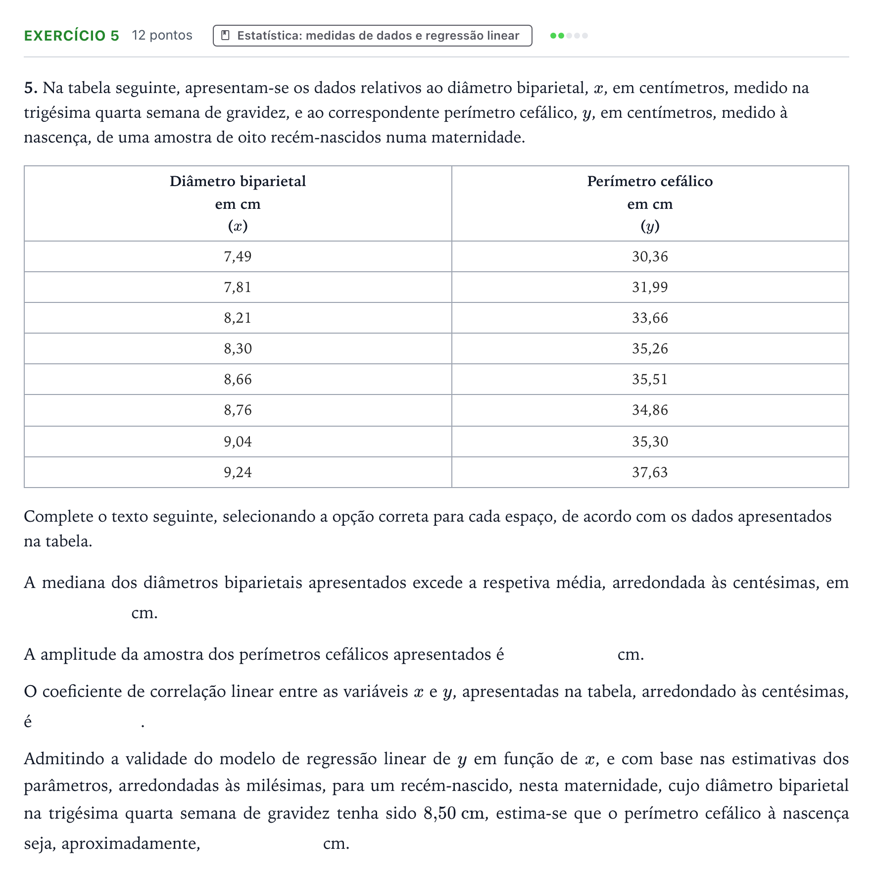 Enunciado: Exercício 5 · Exame Nacional Matemática A 1.ª fase 2025