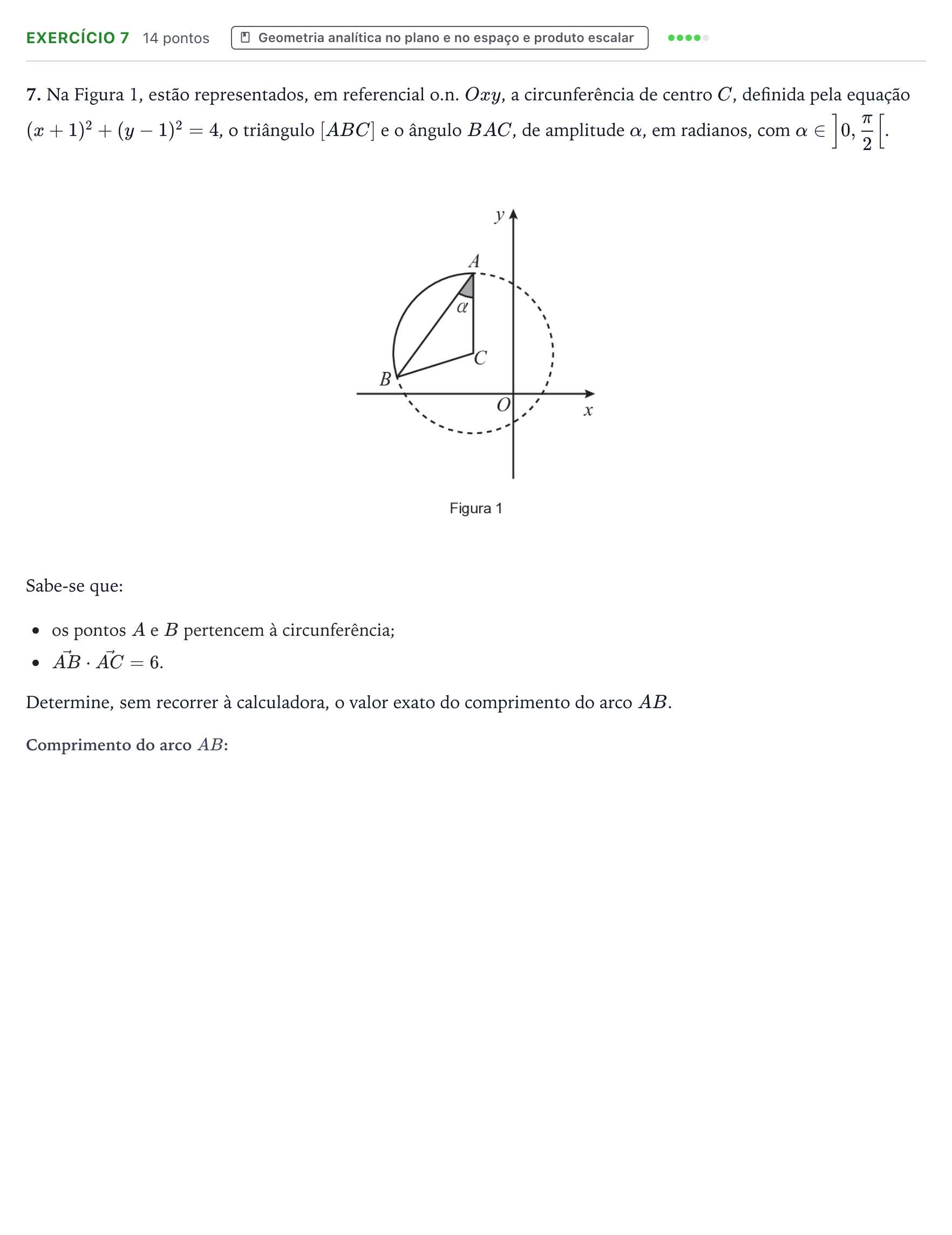 Enunciado: Exercício 7 · Exame Nacional Matemática A 1.ª fase 2025