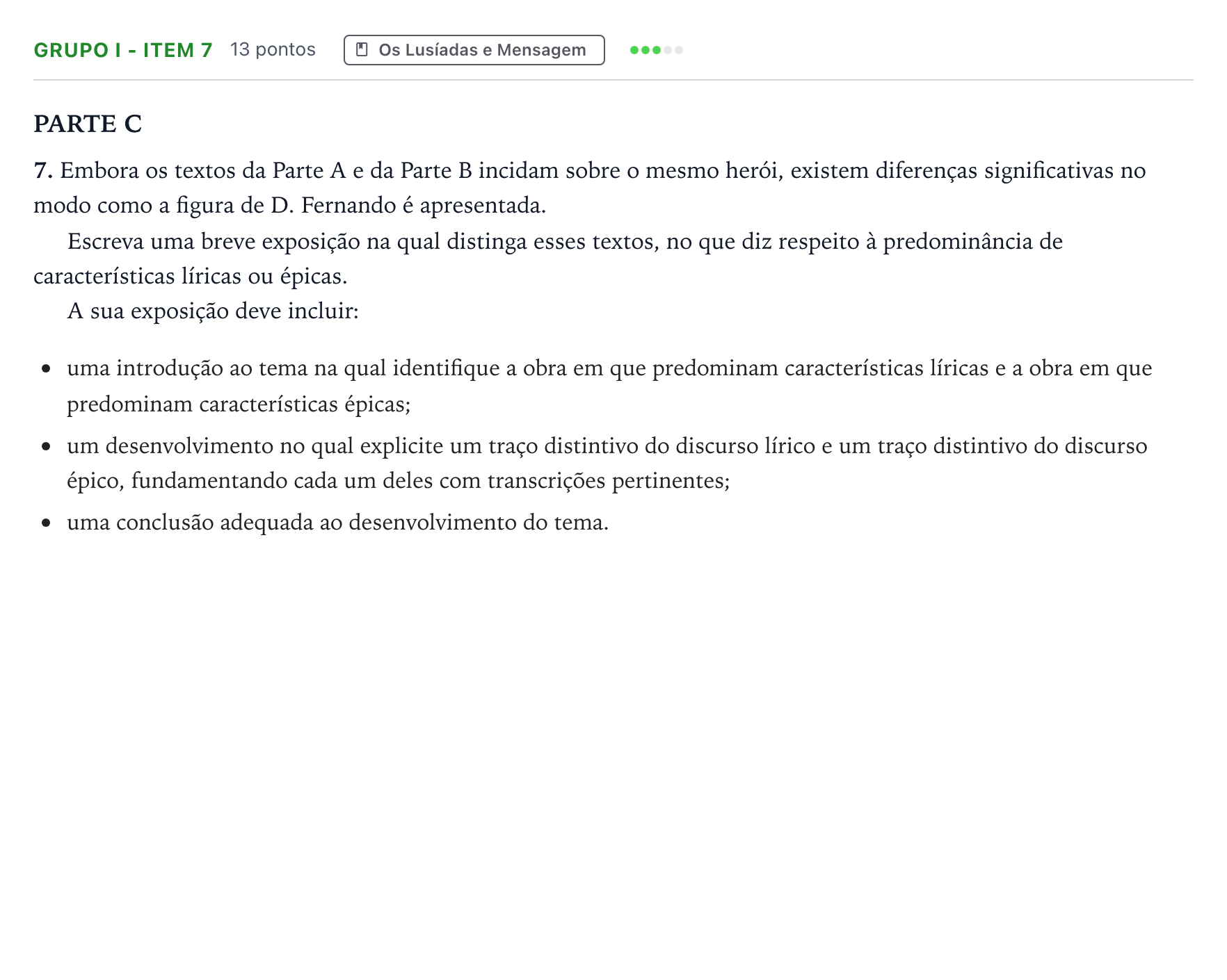 Enunciado: Grupo I - Item 7 · Exame Nacional Português 1.ª fase 2025