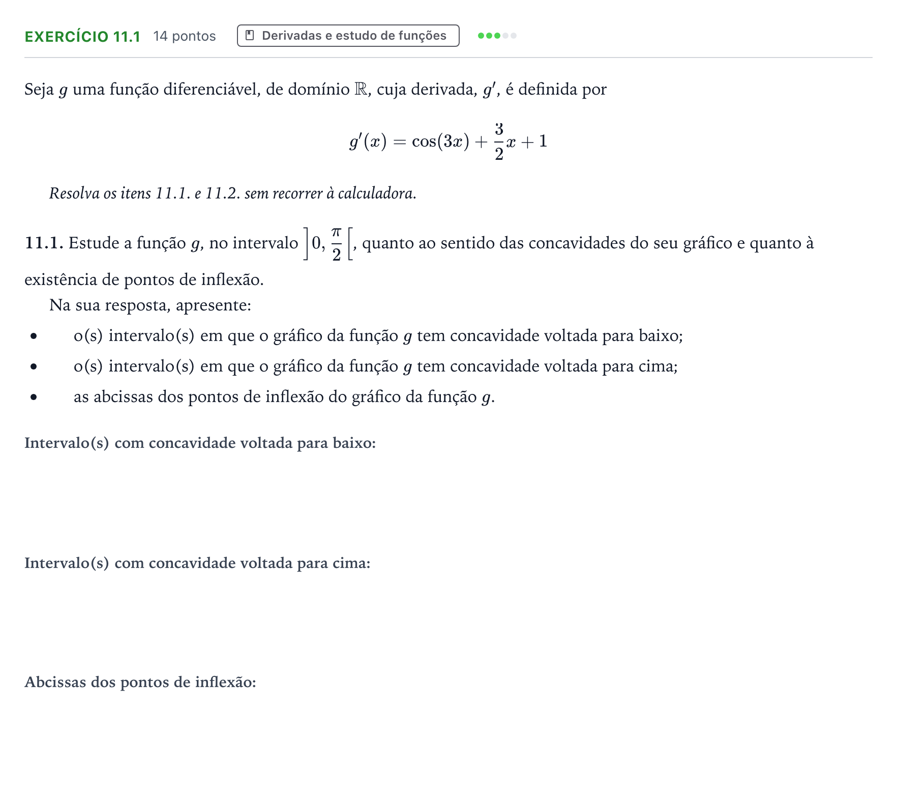Enunciado: Exercício 11.1 · Exame Nacional Matemática A 2.ª fase 2025