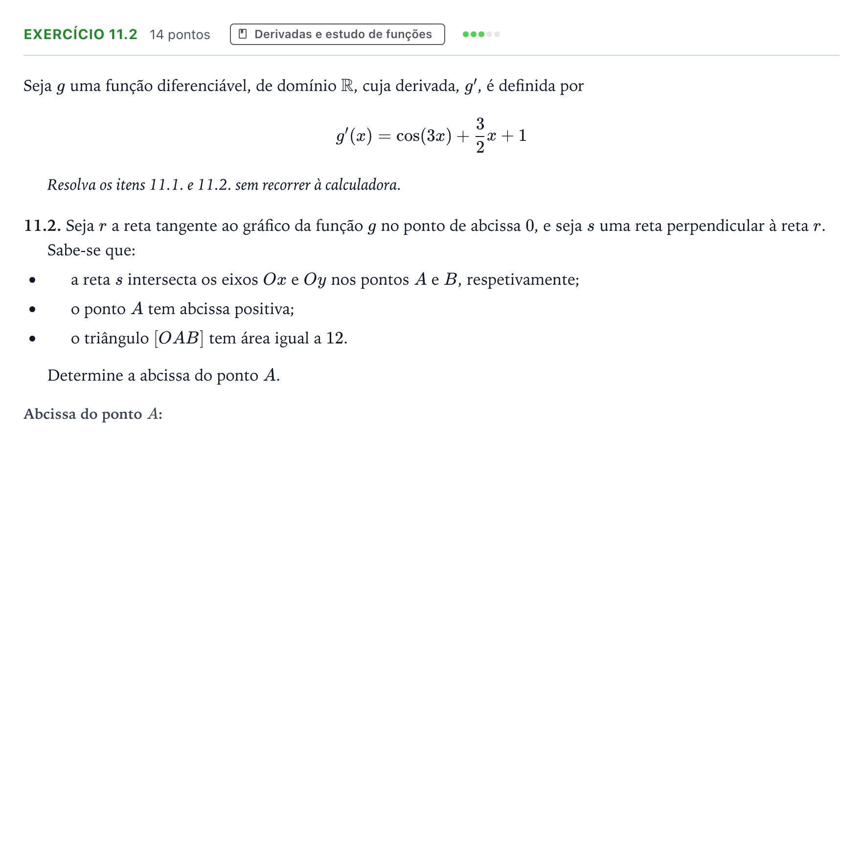 Enunciado: Exercício 11.2 · Exame Nacional Matemática A 2.ª fase 2025