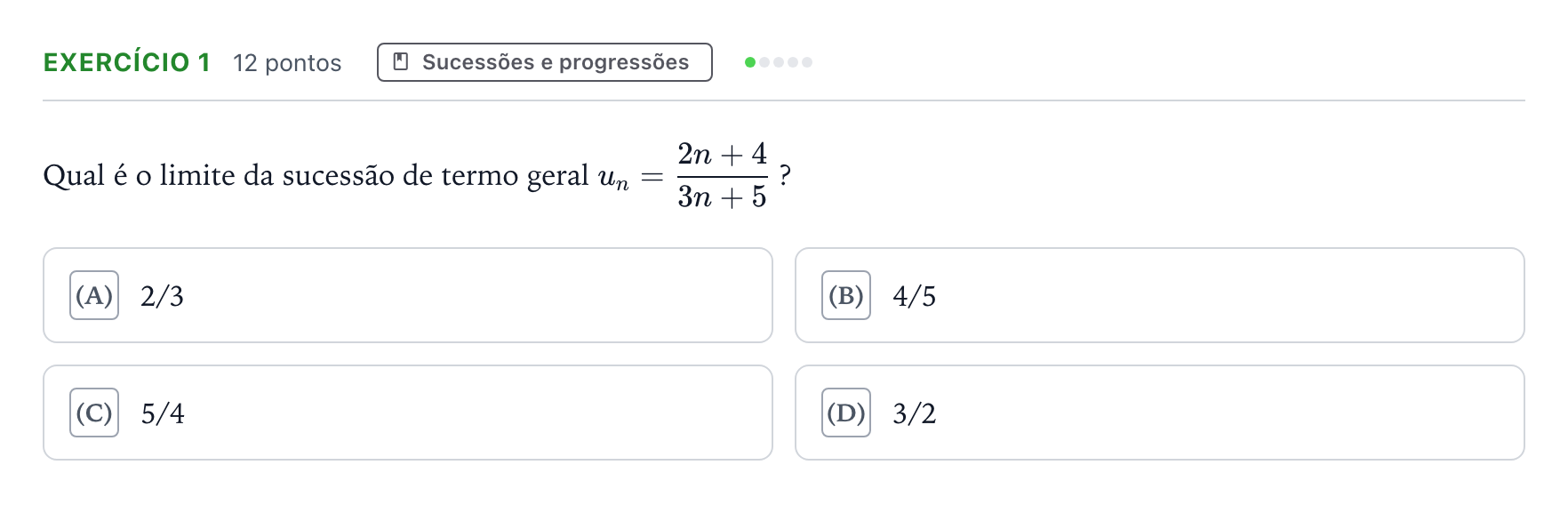 Enunciado: Exercício 1 · Exame Nacional Matemática A 2.ª fase 2025