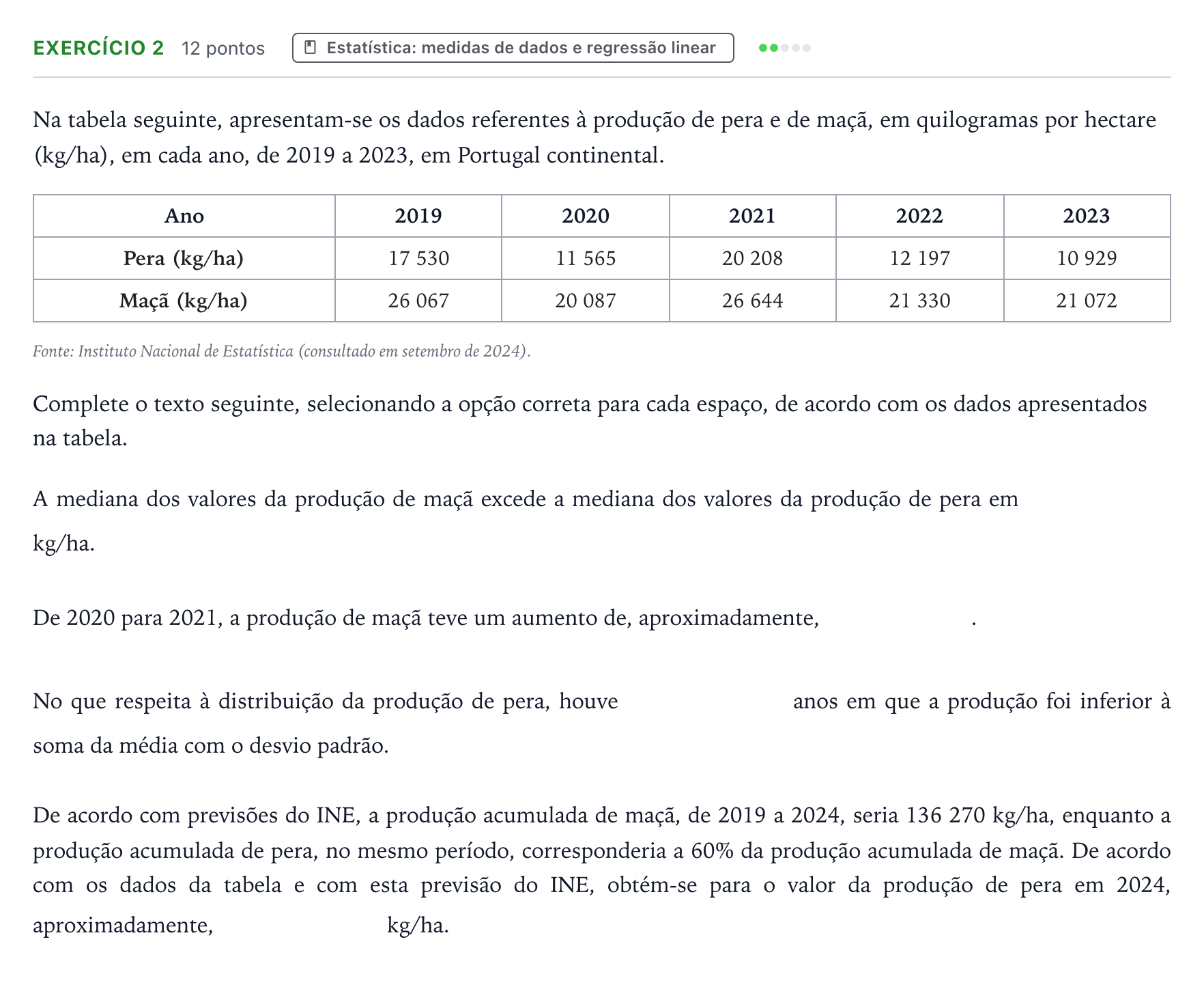 Enunciado: Exercício 2 · Exame Nacional Matemática A 2.ª fase 2025