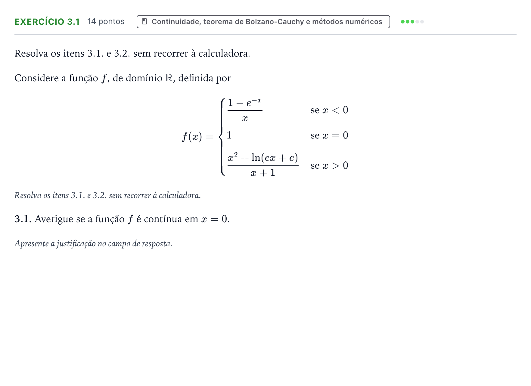 Enunciado: Exercício 3.1 · Exame Nacional Matemática A 2.ª fase 2025