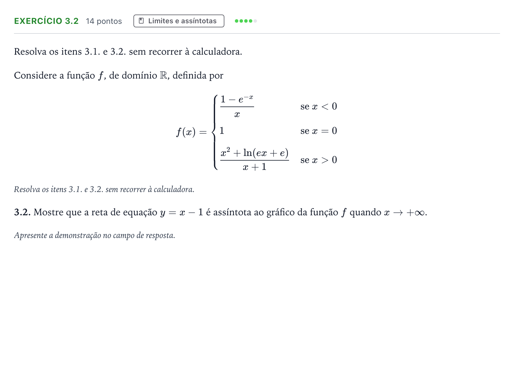 Enunciado: Exercício 3.2 · Exame Nacional Matemática A 2.ª fase 2025