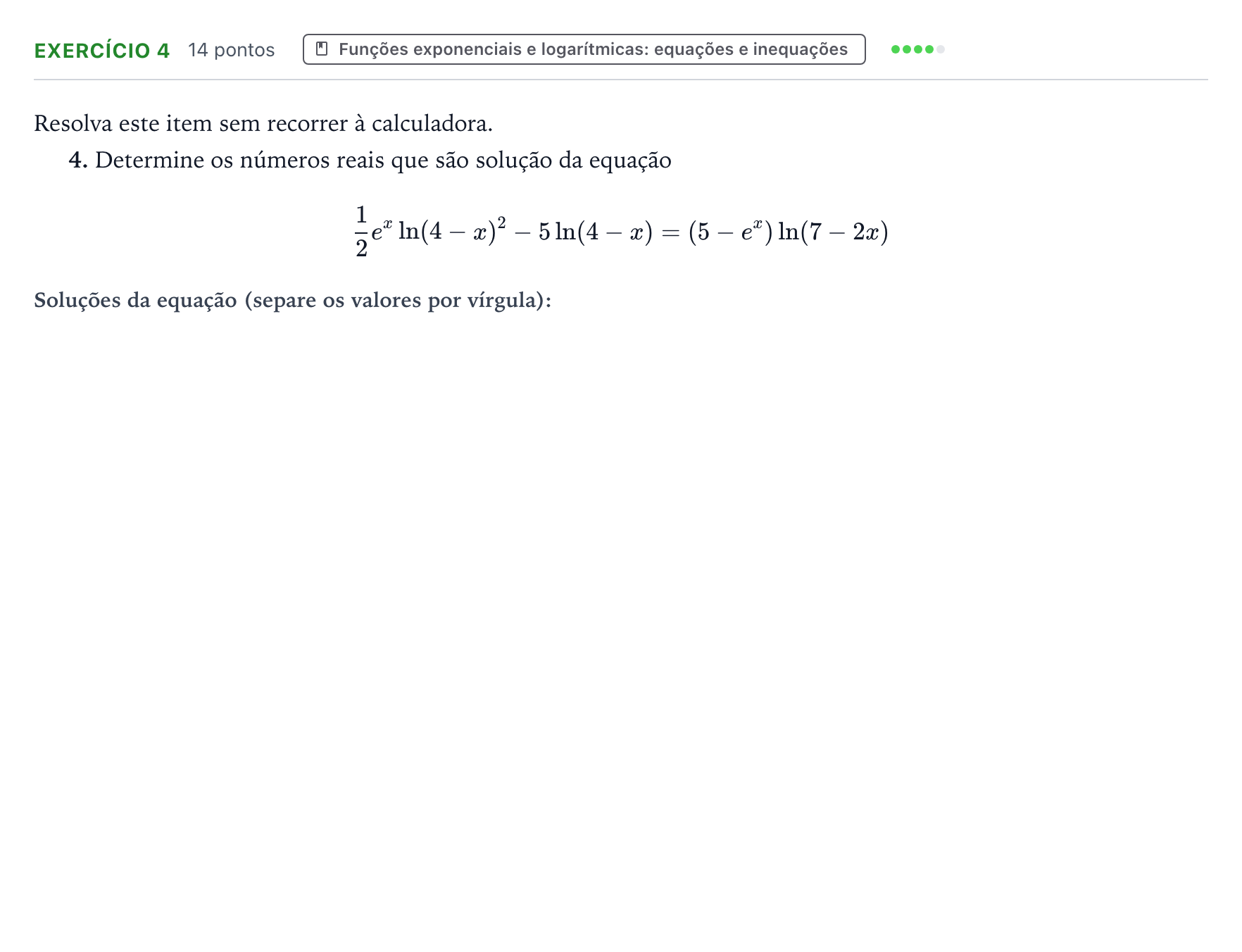 Enunciado: Exercício 4 · Exame Nacional Matemática A 2.ª fase 2025
