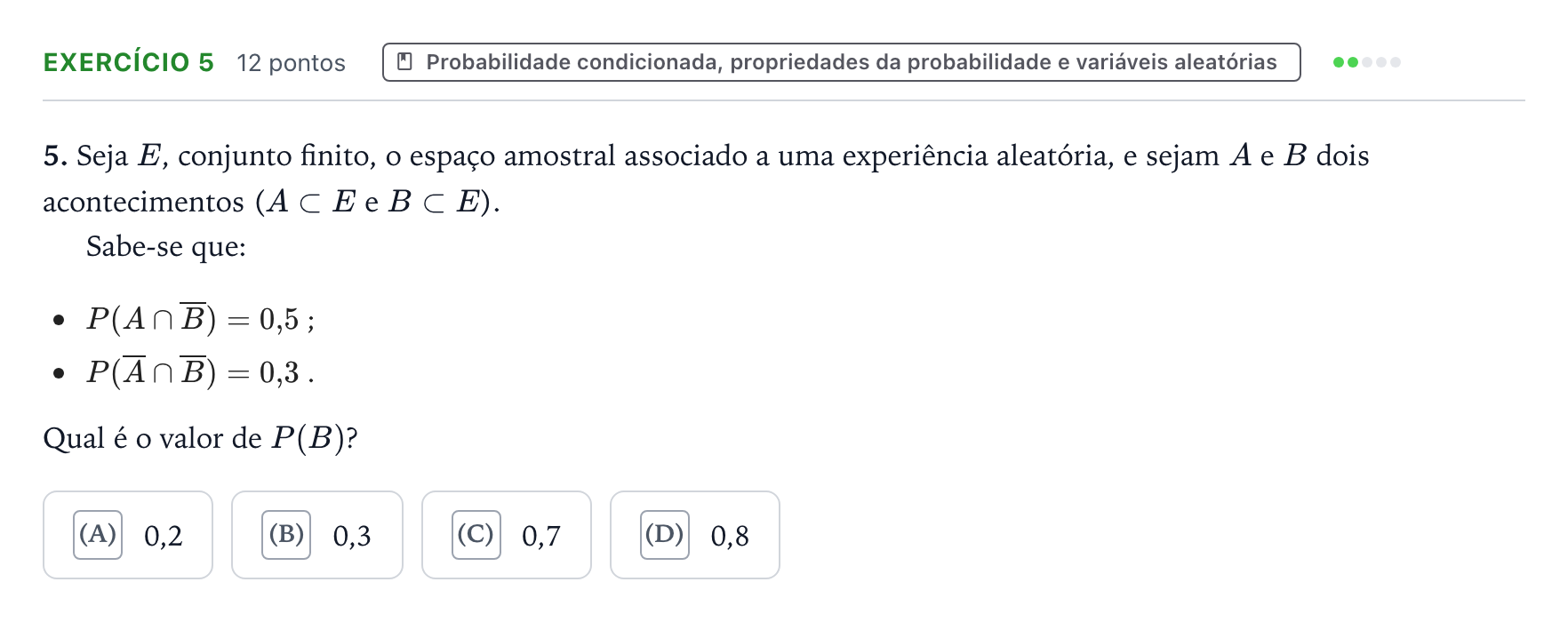 Enunciado: Exercício 5 · Exame Nacional Matemática A 2.ª fase 2025