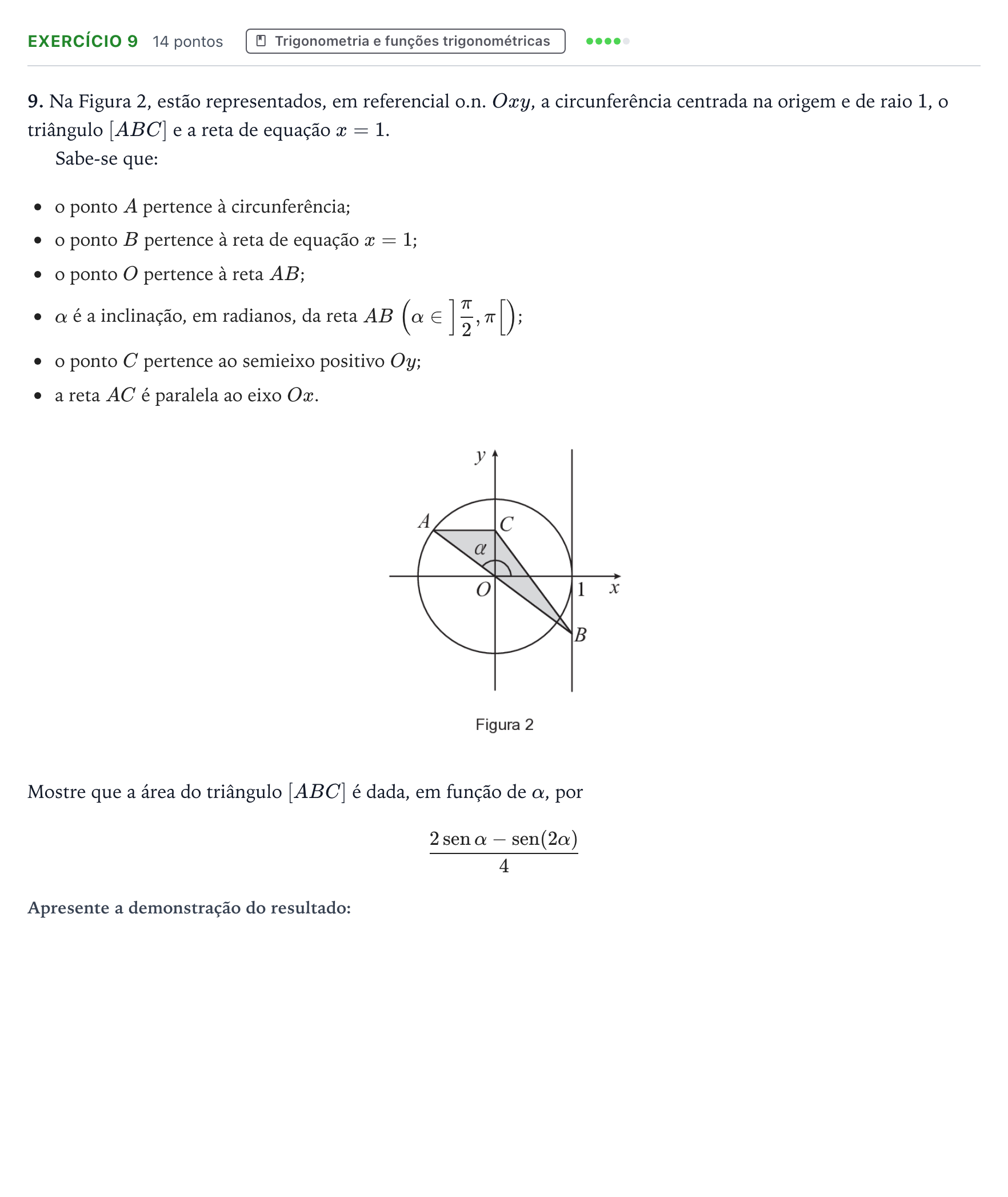 Enunciado: Exercício 9 · Exame Nacional Matemática A 2.ª fase 2025