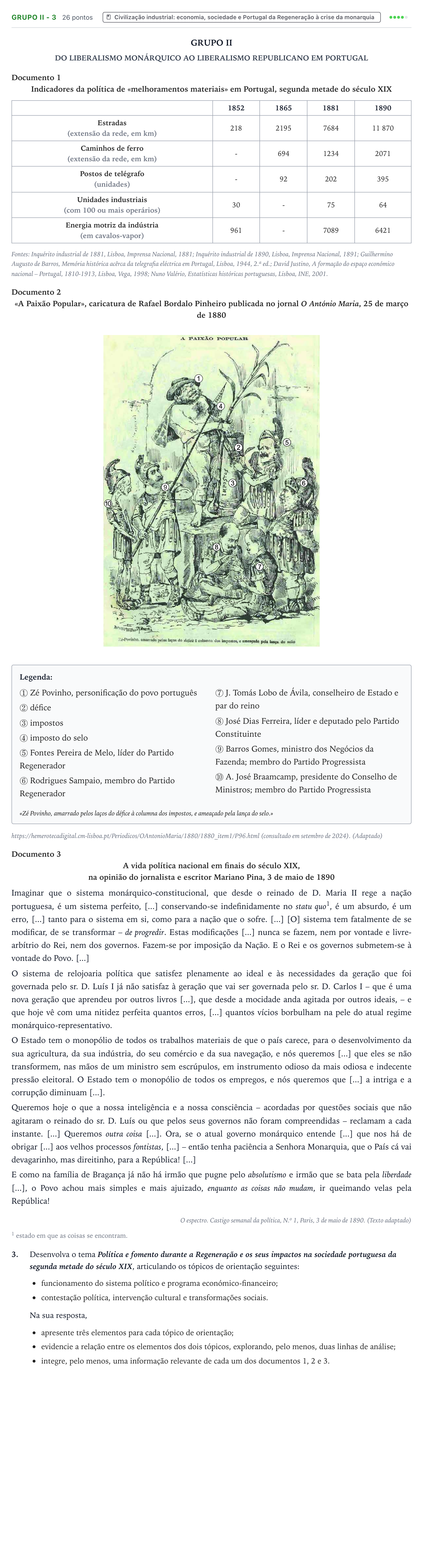 Enunciado: Grupo II - 3 · Exame Nacional História A 2.ª fase 2025
