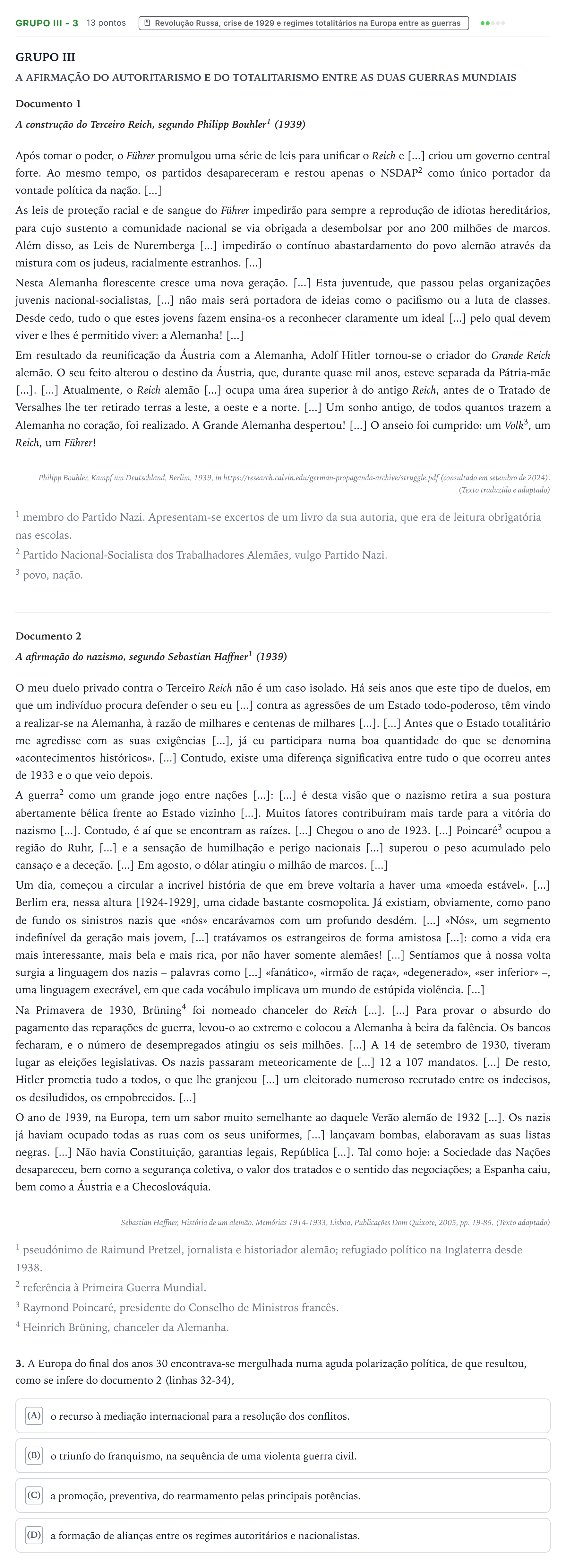 Enunciado: Grupo III - 3 · Exame Nacional História A 2.ª fase 2025