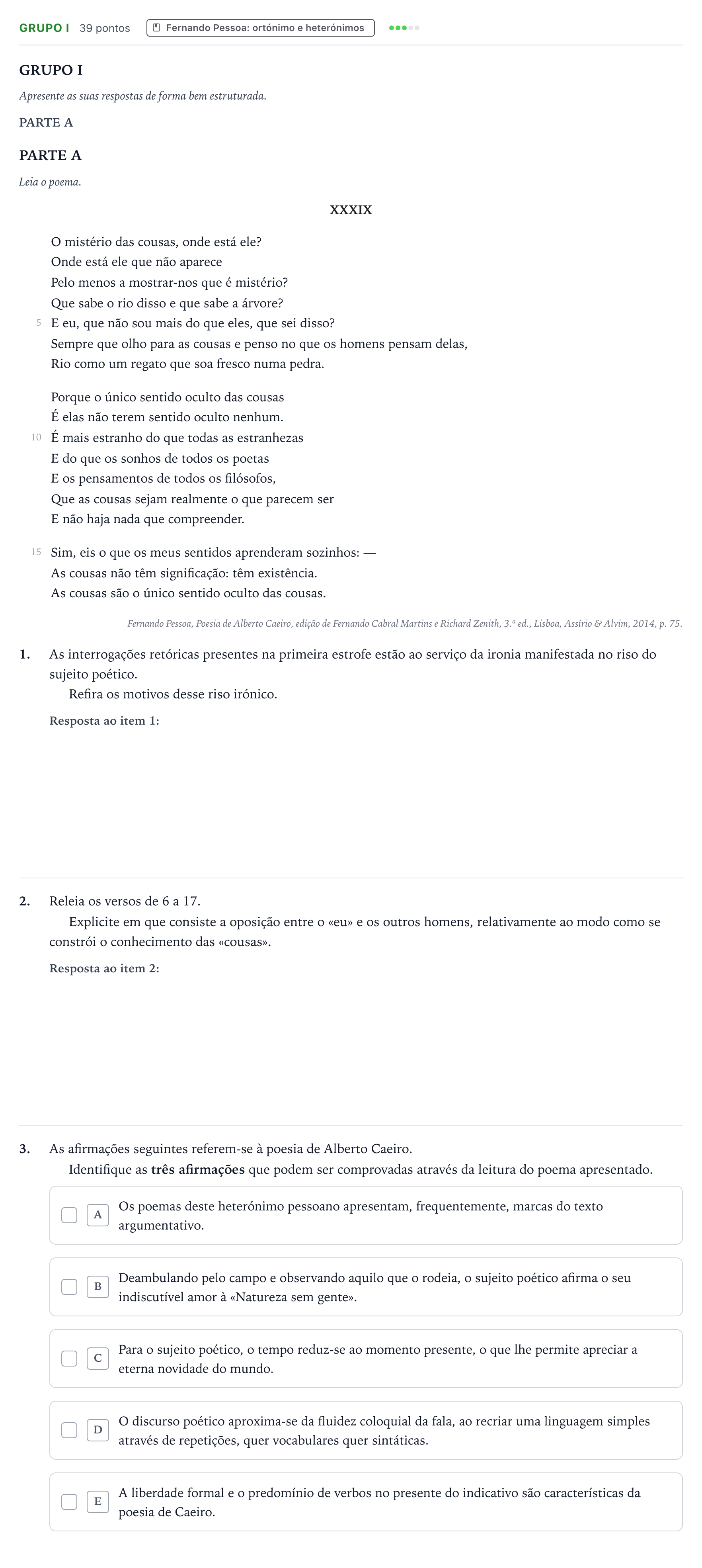 Enunciado: Grupo I · Exame Nacional Português 2.ª fase 2025