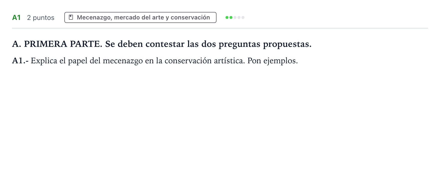 Enunciado: Ejercicio A1 · Movimientos Culturales y Artísticos PAU Castilla y León Extraordinaria 2026