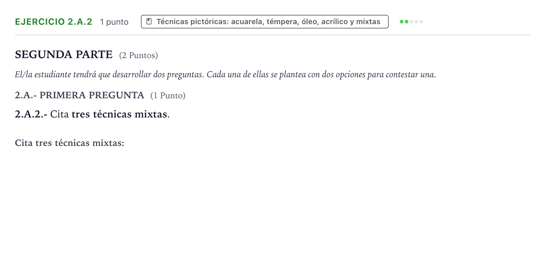Enunciado: Ejercicio 2.A.2 · Técnicas de Expresión Gráfico-Plástica PAU Castilla y León Extraordinaria 2026