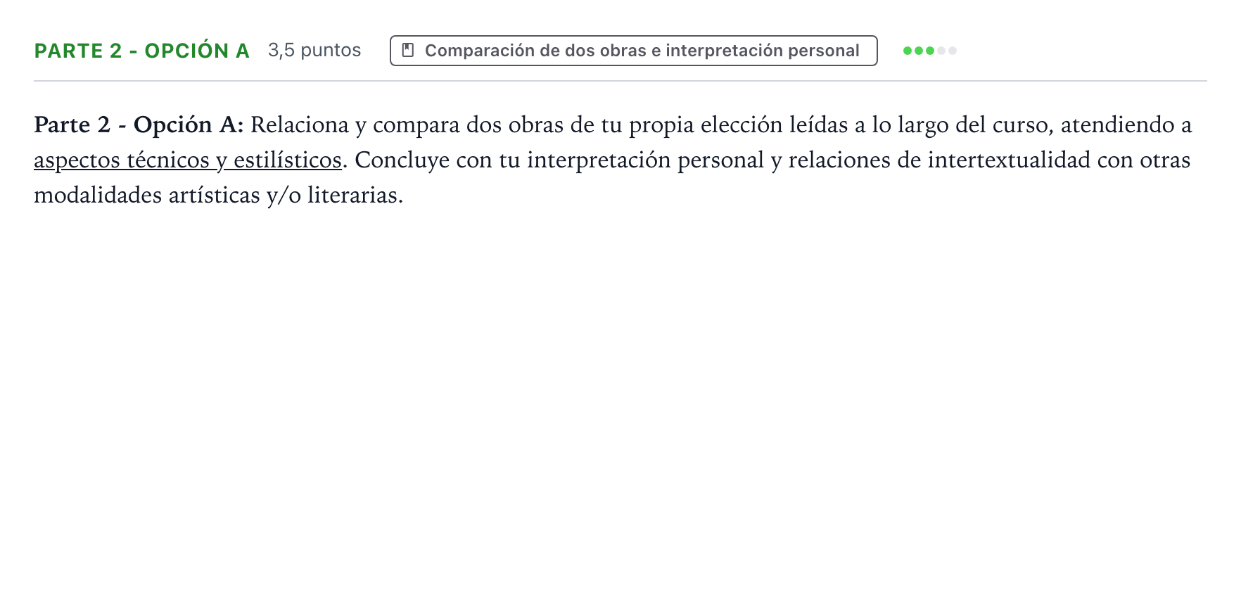 Enunciado: Ejercicio Parte 2 - Opción A · Literatura Dramática PAU Castilla y León Ordinaria 2026