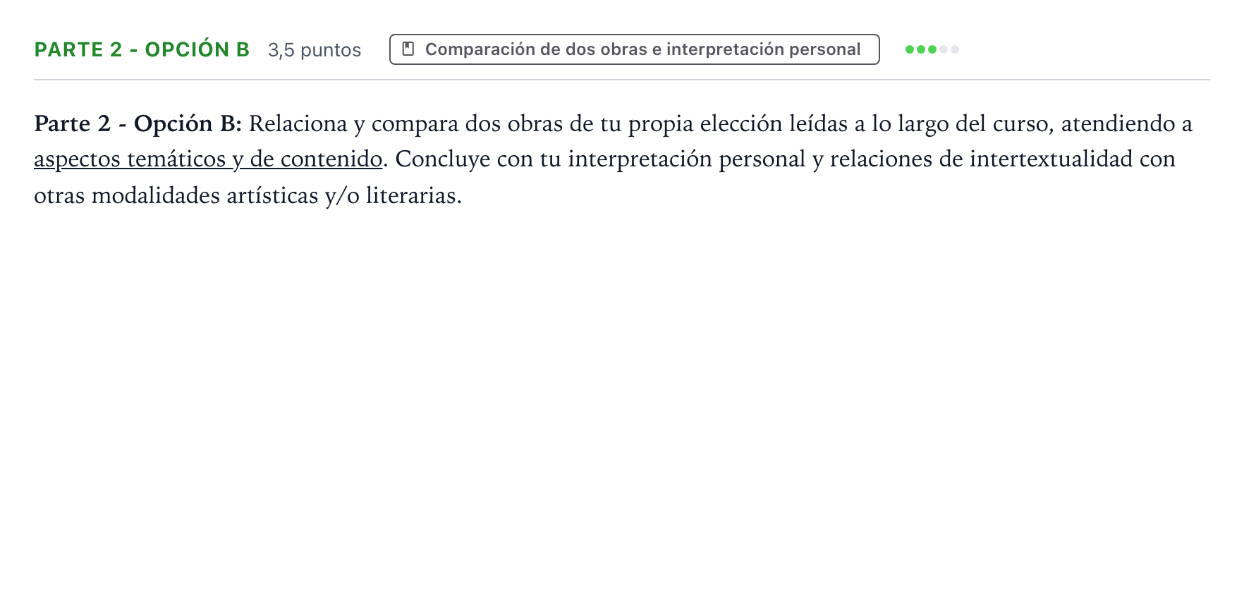 Enunciado: Ejercicio Parte 2 - Opción B · Literatura Dramática PAU Castilla y León Ordinaria 2026