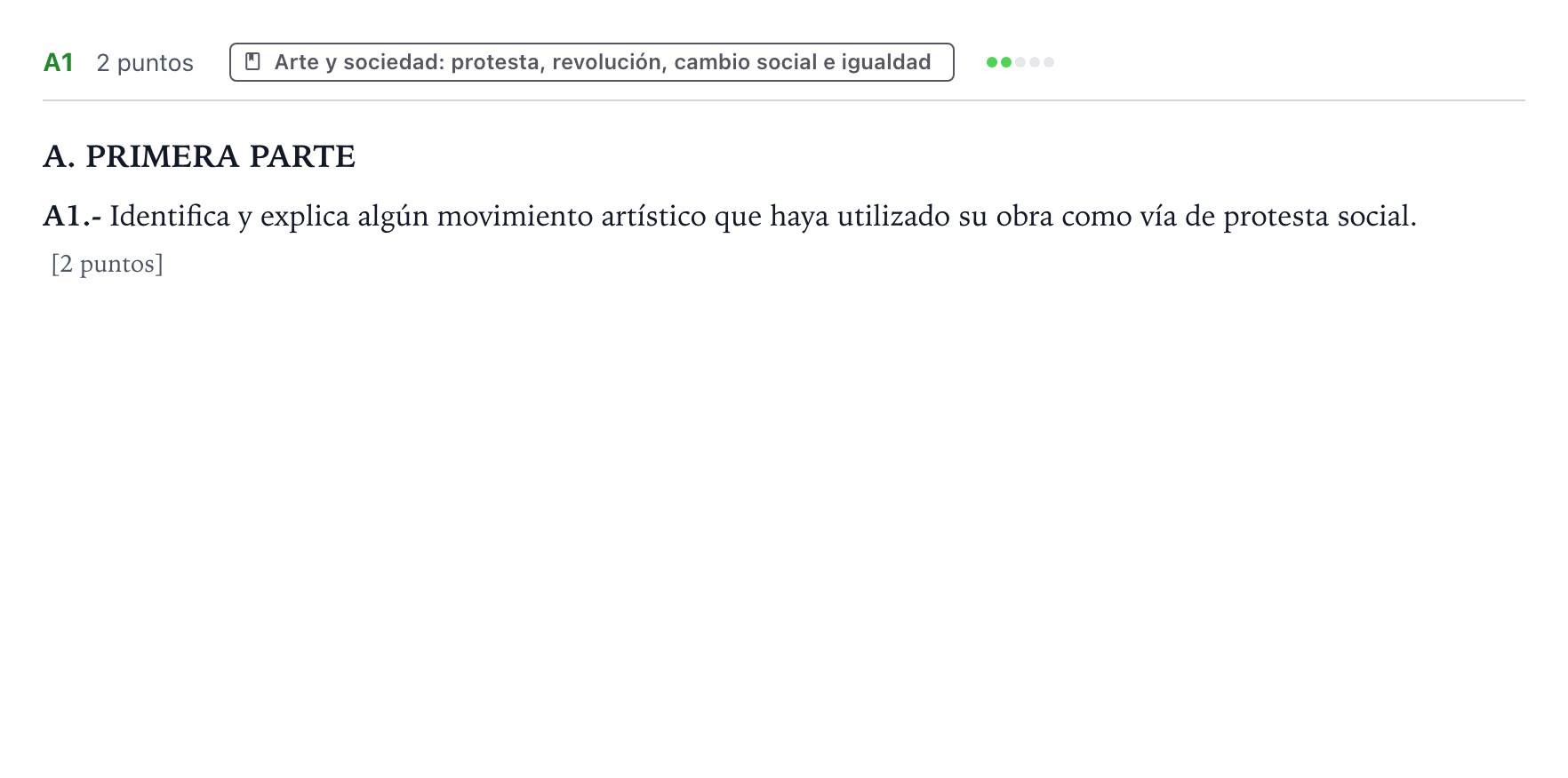 Enunciado: Ejercicio A1 · Movimientos Culturales y Artísticos PAU Castilla y León Ordinaria 2026