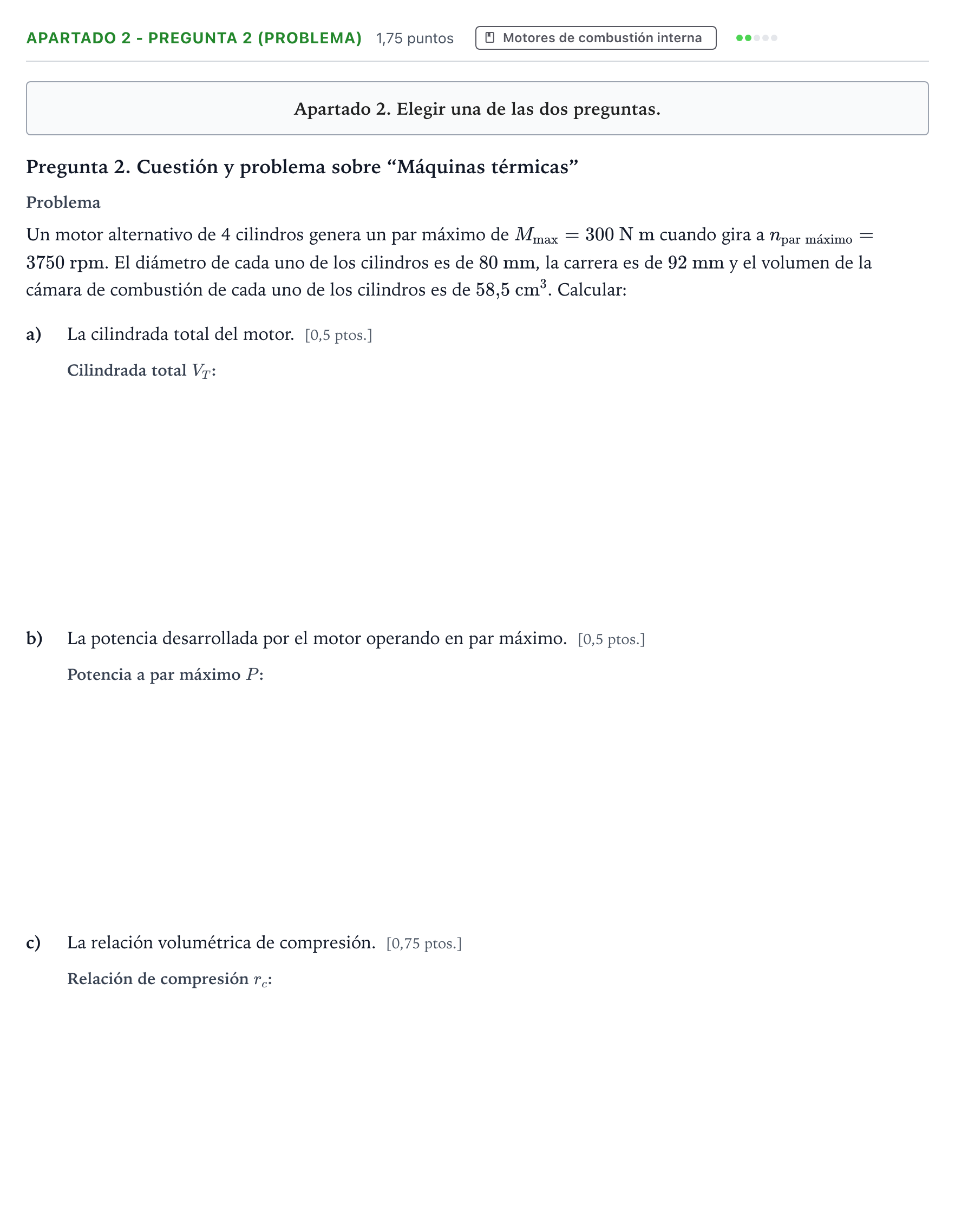 Enunciado: Apartado 2 - Pregunta 2 (Problema) · Tecnología e Ingeniería II PAU Castilla y León Ordinaria 2026