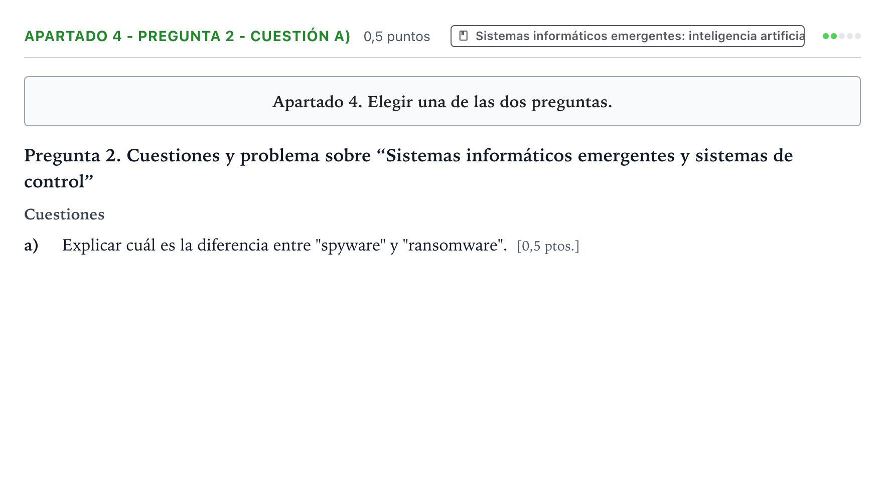 Enunciado: Apartado 4 - Pregunta 2 - Cuestión a) · Tecnología e Ingeniería II PAU Castilla y León Ordinaria 2026
