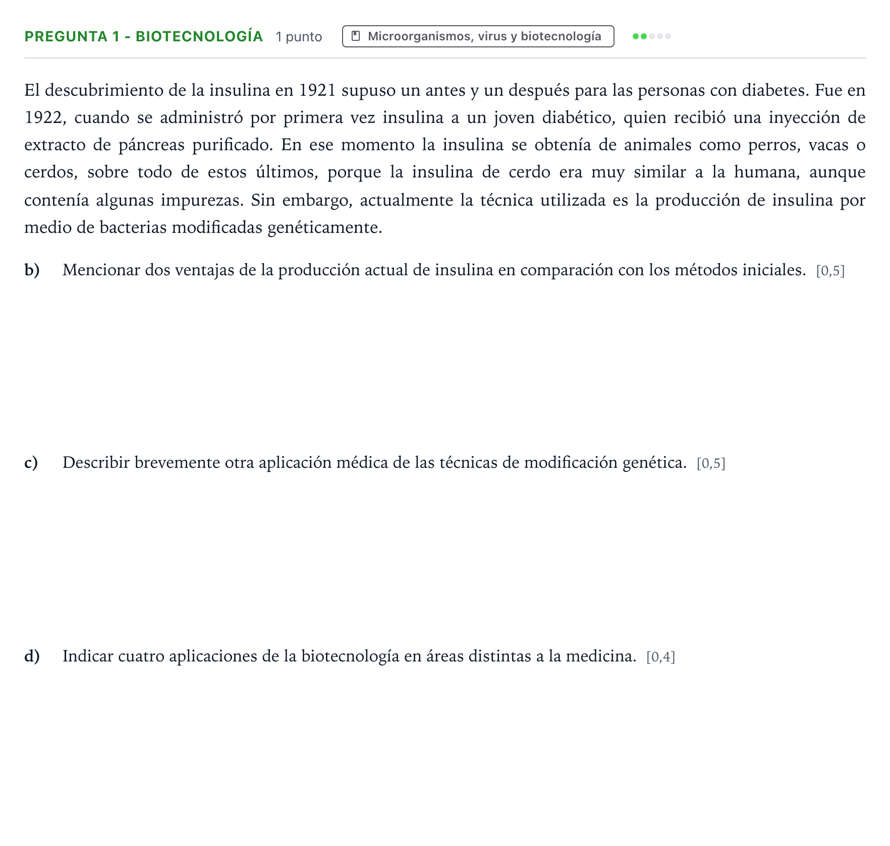 Enunciado: Pregunta 1 - Biotecnología · Biología PAU Castilla y León Extraordinaria 2025